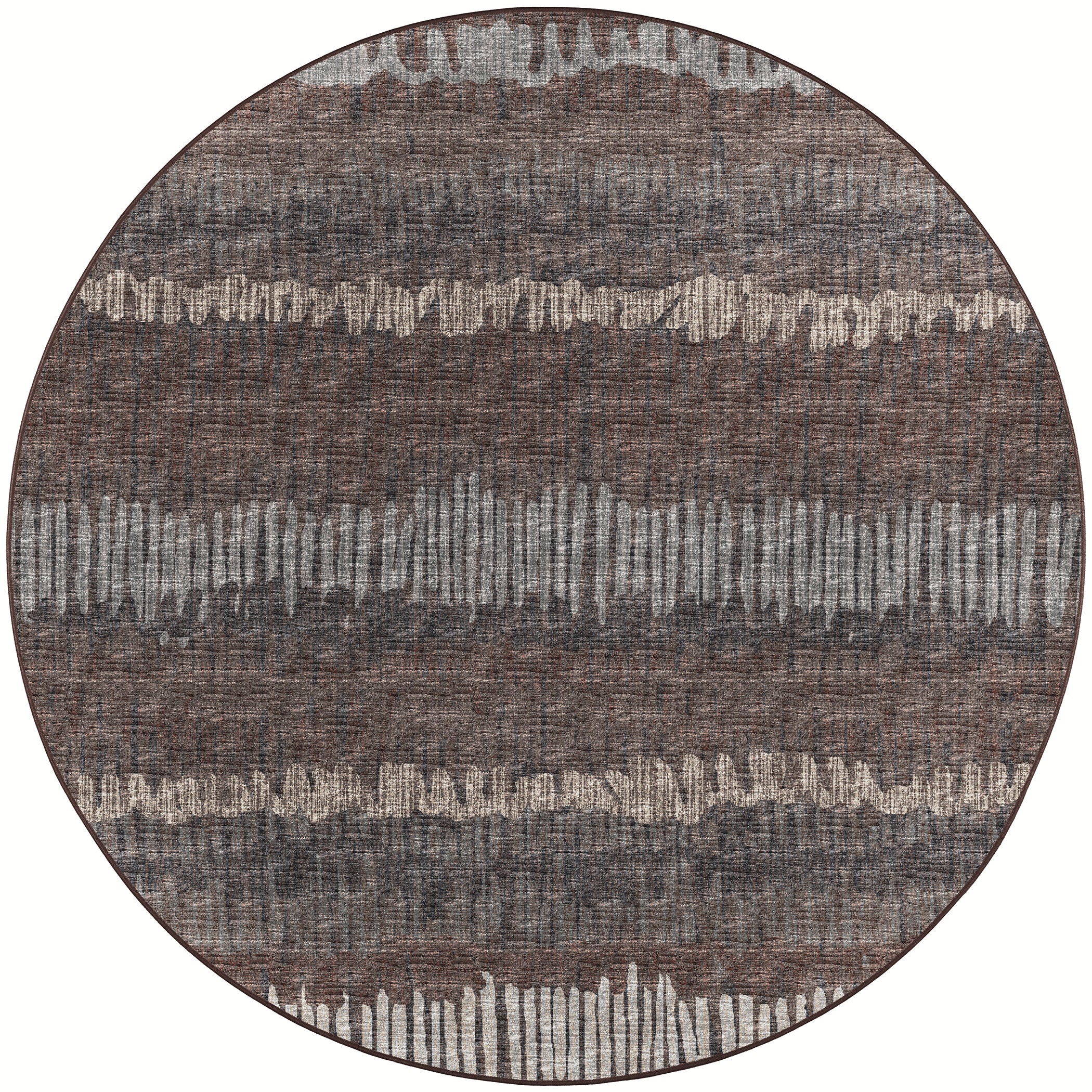 Indoor/Outdoor Transitional WL4 Coffee Brown Rug 4' x 4' #shape_Round