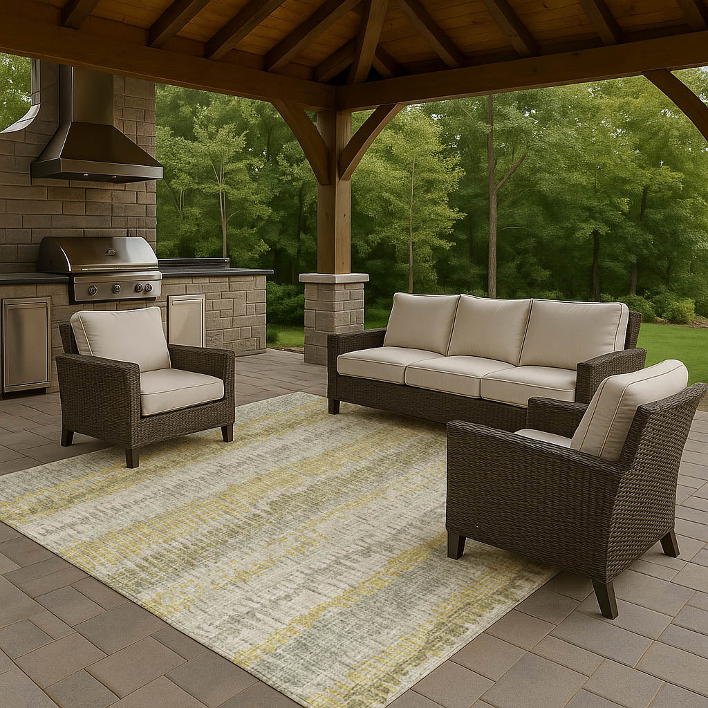 Indoor/Outdoor Transitional WL4 Khaki Brown Rug 3' x 5' #shape_Rectangle