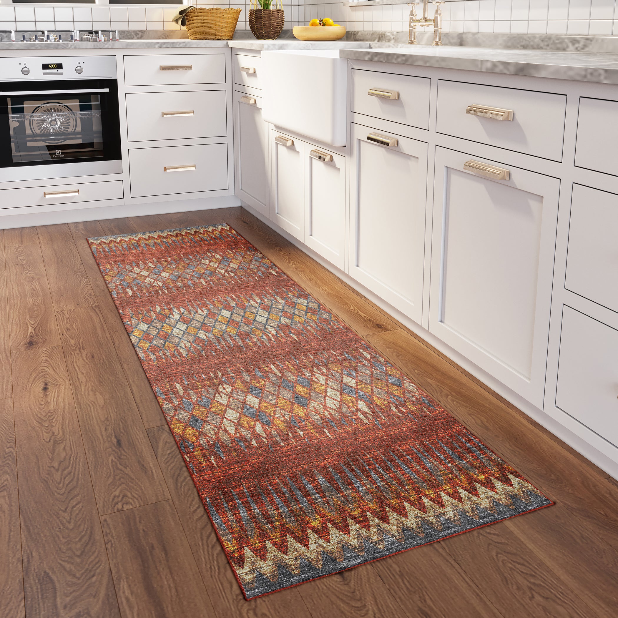 Indoor/Outdoor Transitional WL5 Paprika Orange Rug 2'6" x 10' #shape_Runner