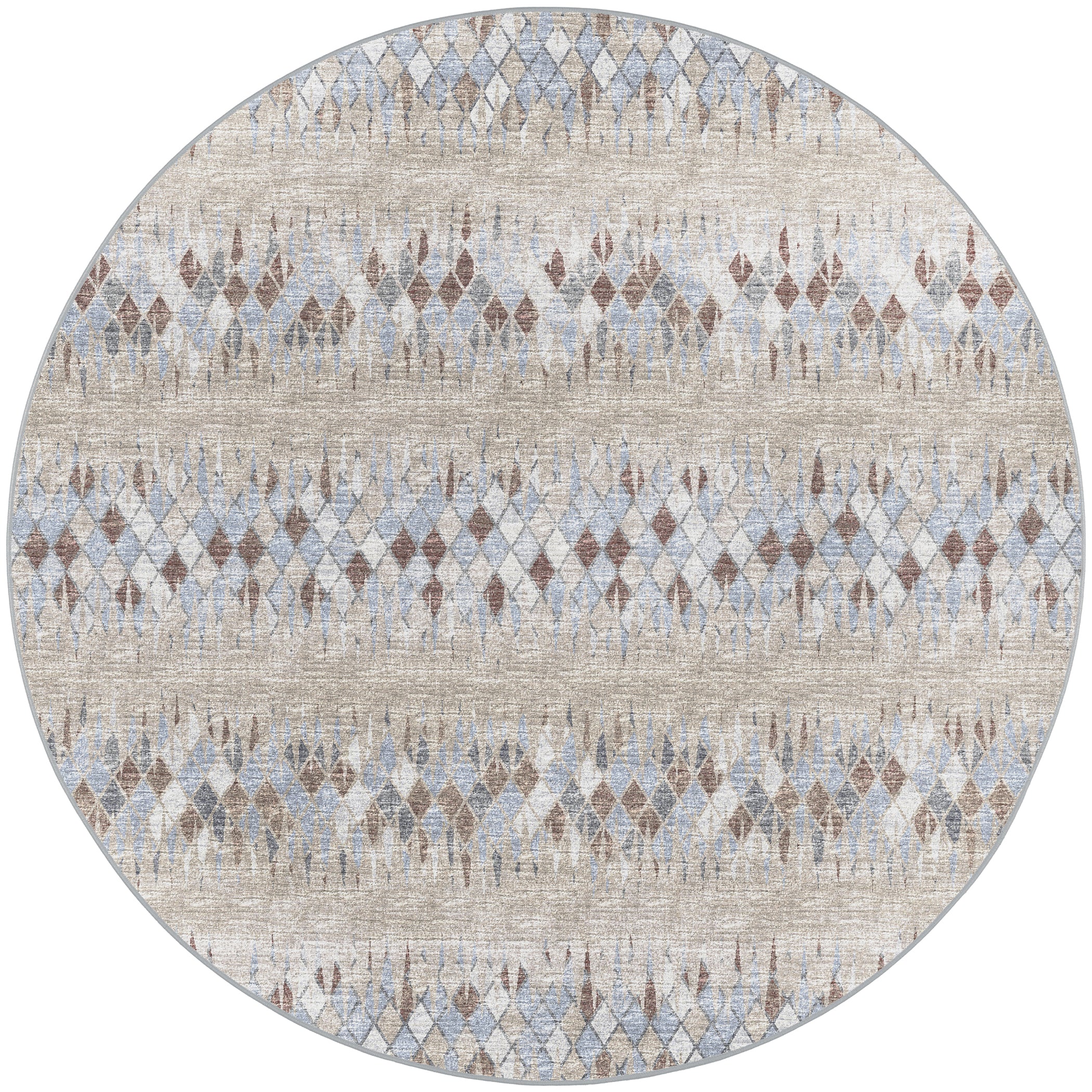 Indoor/Outdoor Transitional WL5 Taupe Brown Rug 4' x 4' #shape_Round