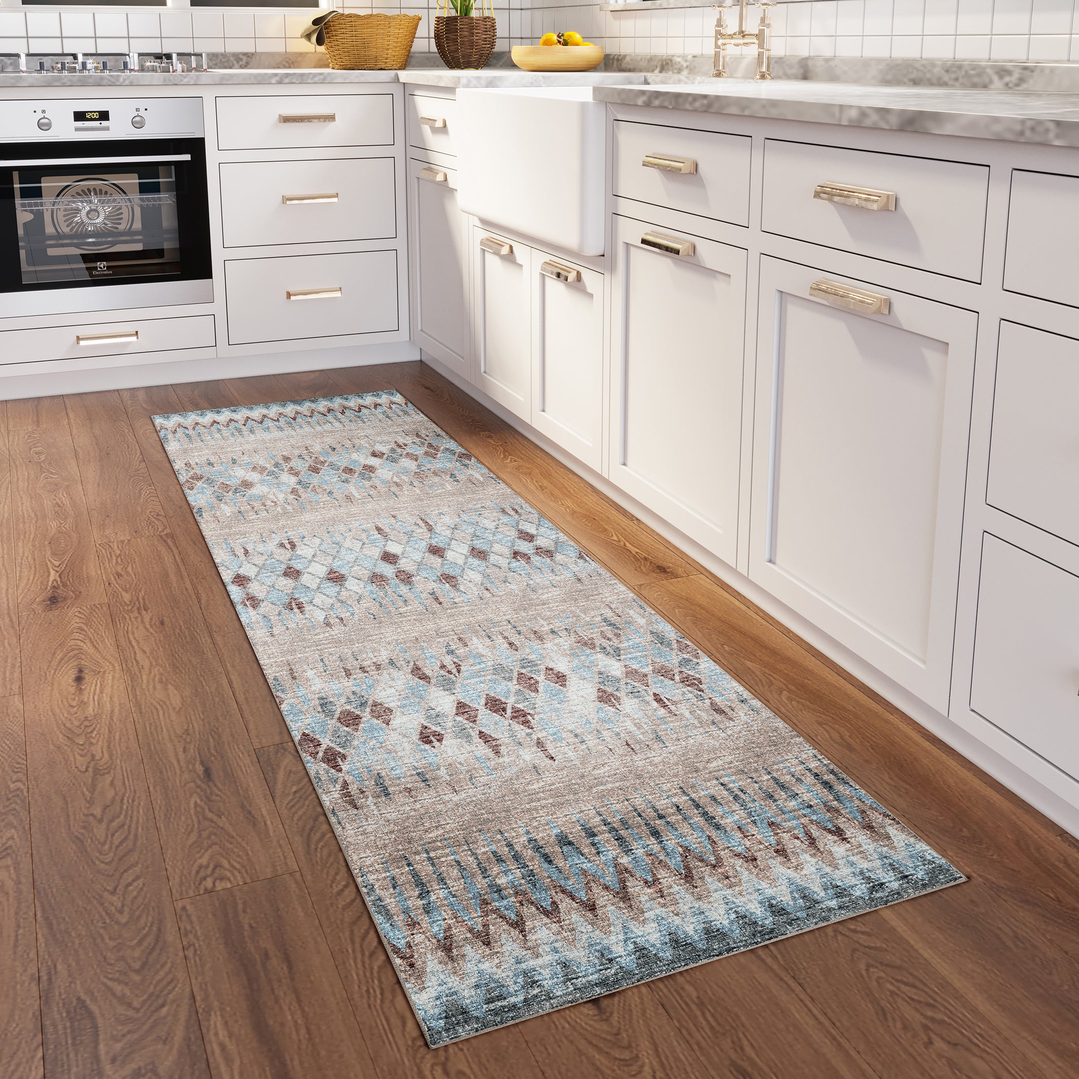 Indoor/Outdoor Transitional WL5 Taupe Brown Rug 2'6" x 10' #shape_Runner
