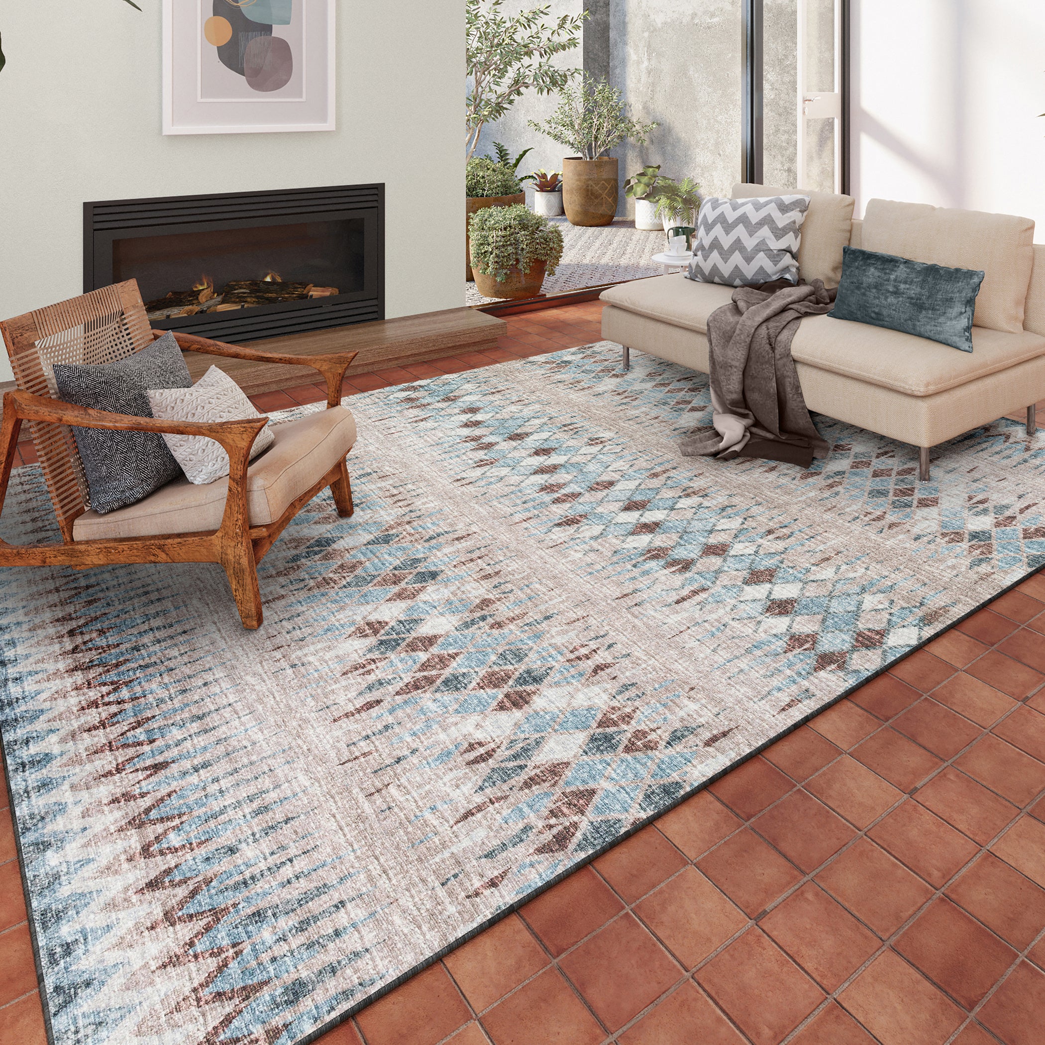 Indoor/Outdoor Transitional WL5 Taupe Brown Rug 3' x 5' #shape_Rectangle
