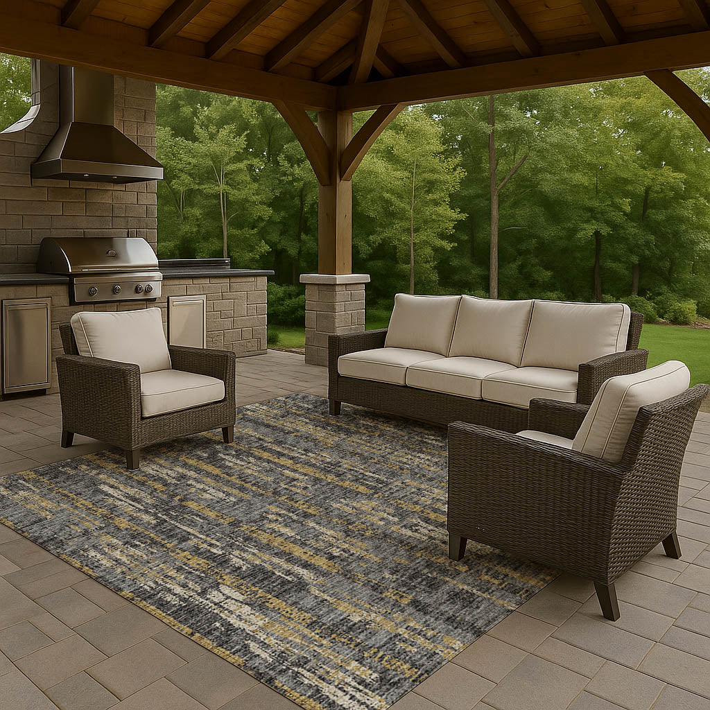 Indoor/Outdoor Transitional WL6 Charcoal Gray Rug 3' x 5' #shape_Rectangle