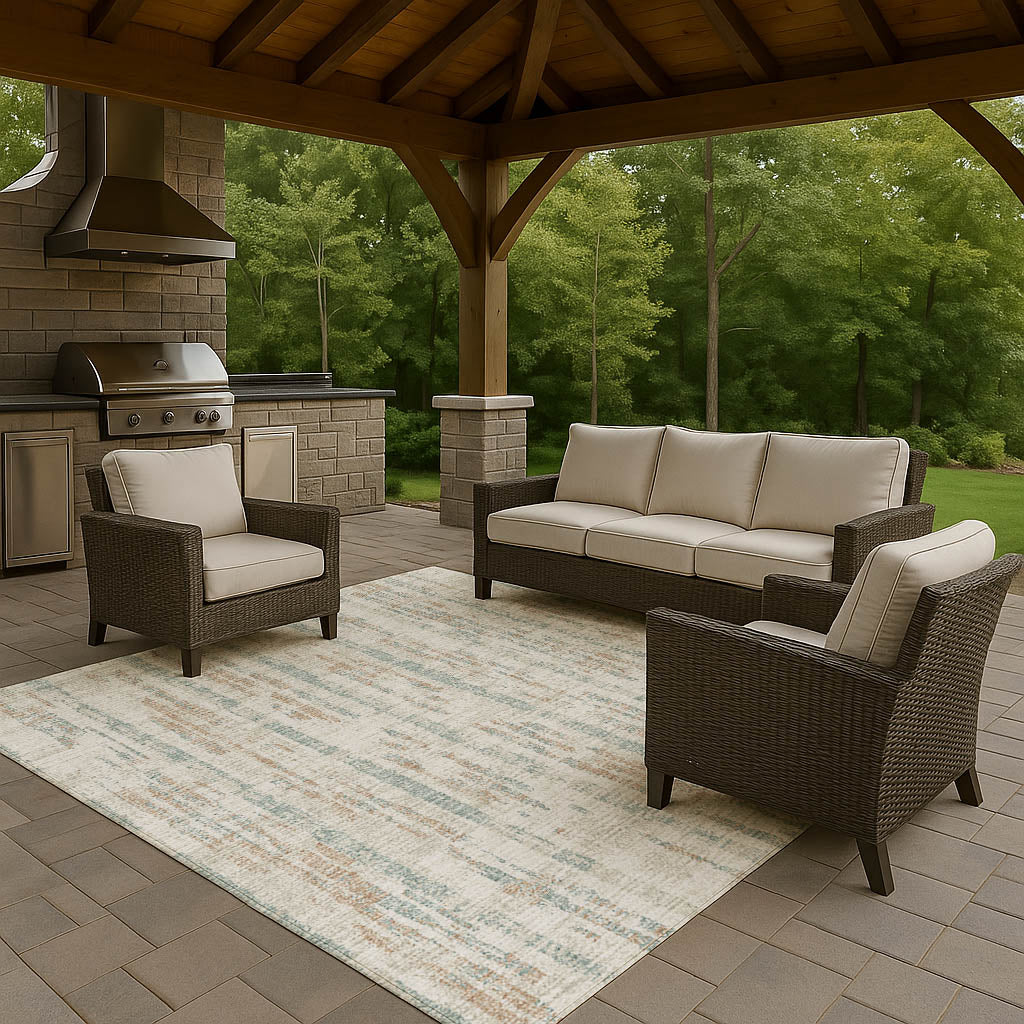 Indoor/Outdoor Transitional WL6 Pearl Ivory Rug 3' x 5' #shape_Rectangle
