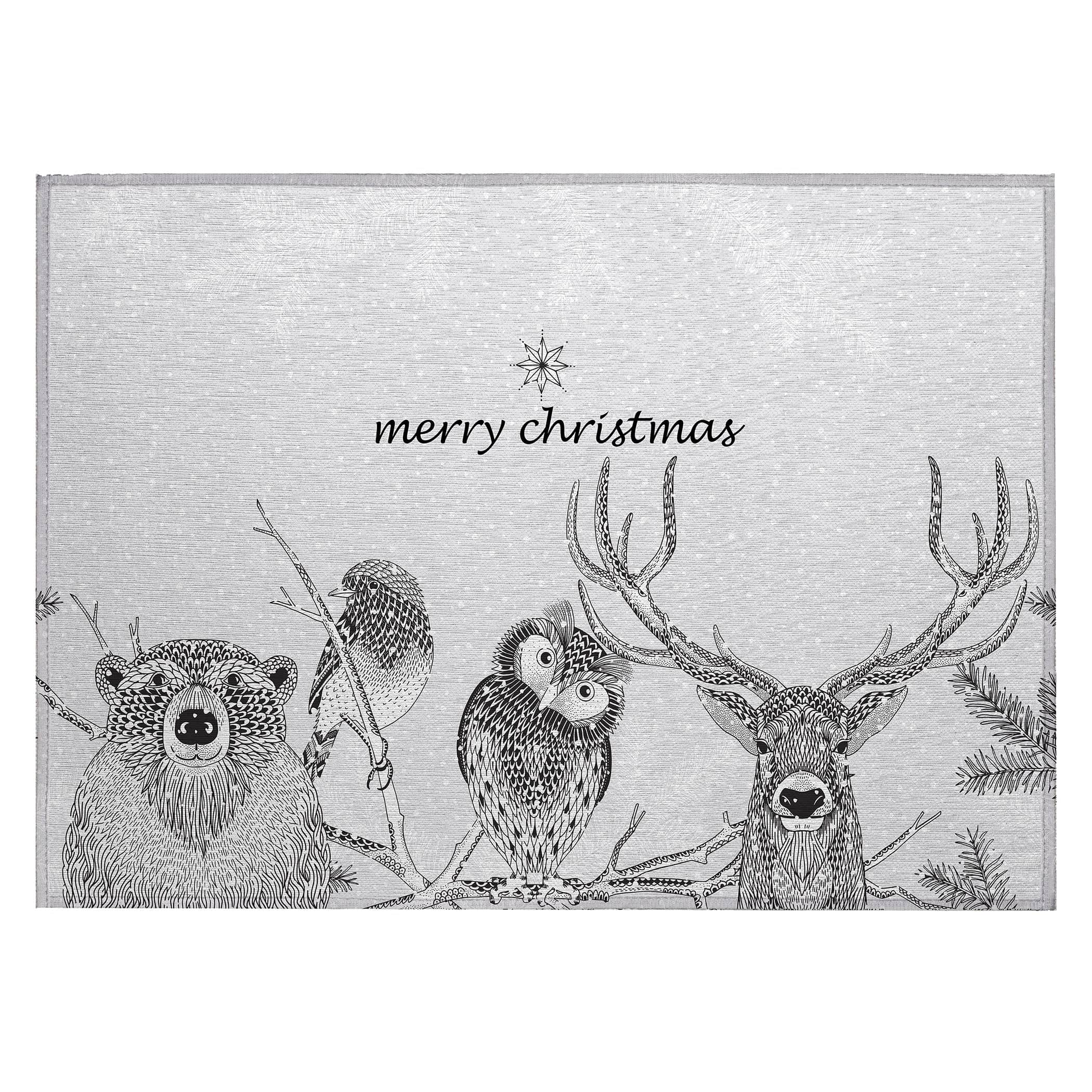 Luxury Machine Washable Indoor/Outdoor Holiday WN10 Flannel Gray Rug 1'8" x 2'6" #shape_Rectangle