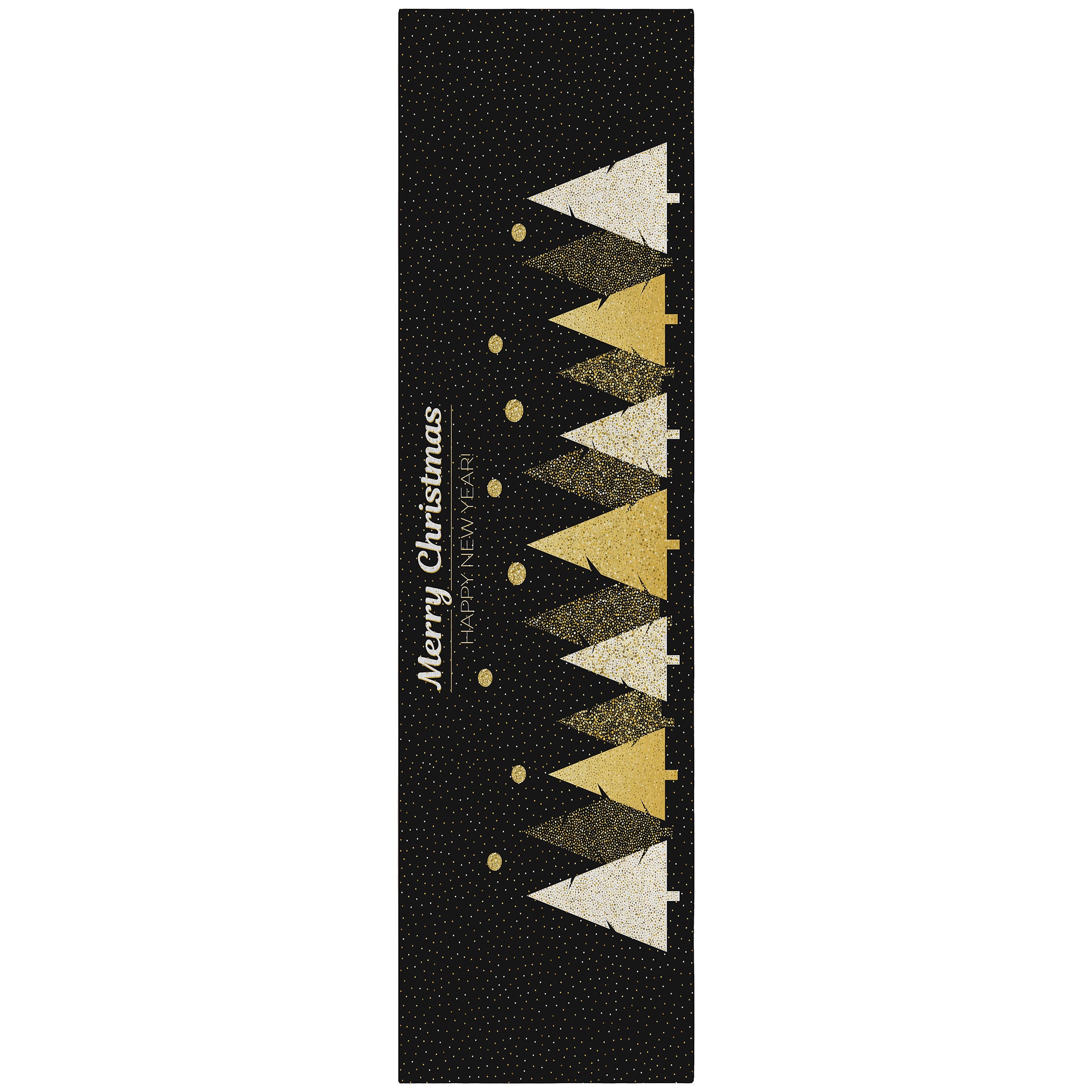 Luxury Machine Washable Indoor/Outdoor Holiday WN11 Black Rug 2'3" x 7'6" #shape_Runner