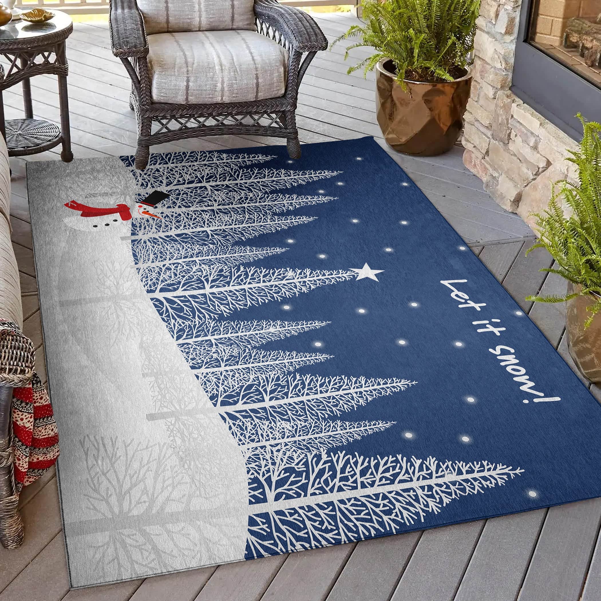 Luxury Machine Washable Indoor/Outdoor Holiday WN12 Navy Blue Rug 2'6" x 3'10" #shape_Rectangle