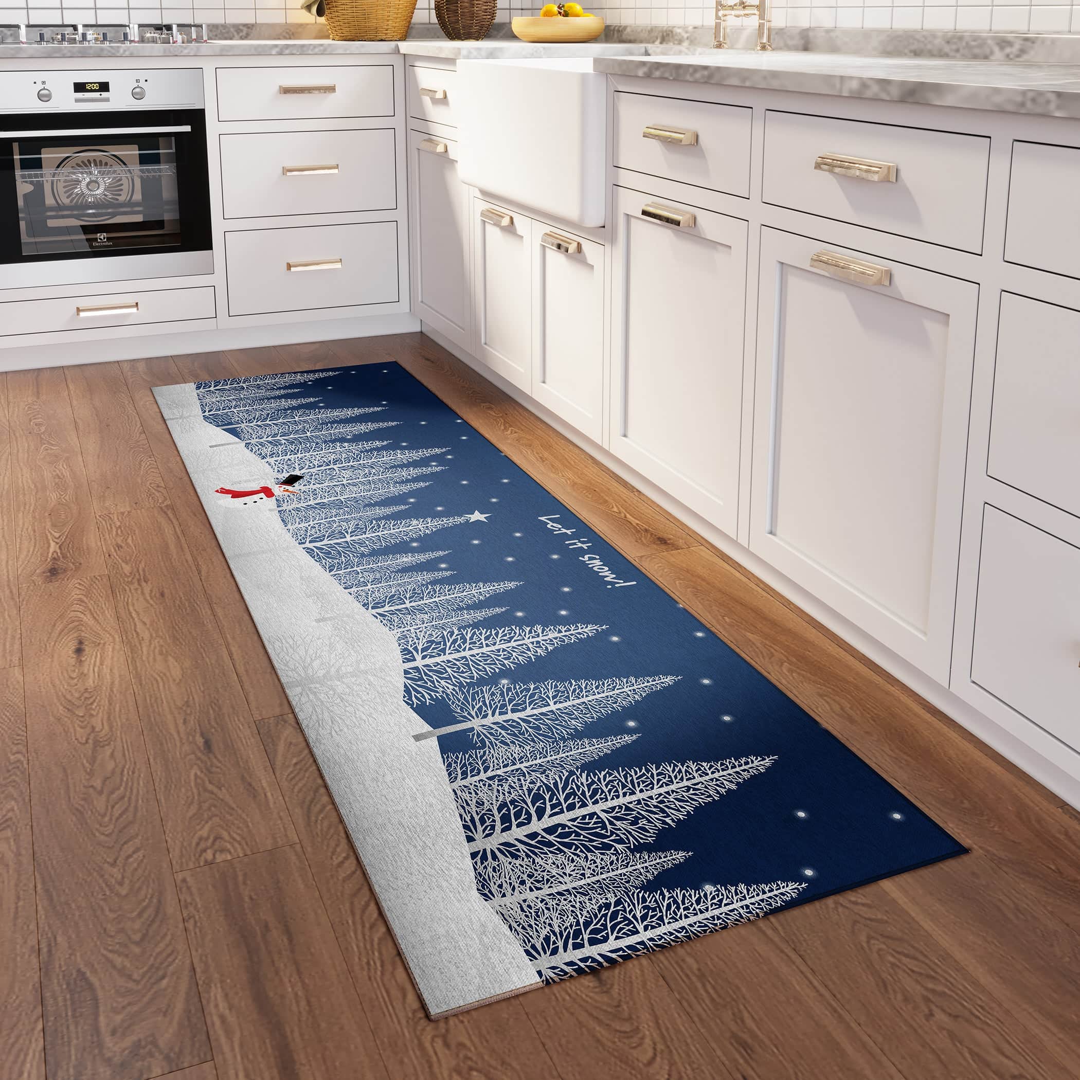 Luxury Machine Washable Indoor/Outdoor Holiday WN12 Navy Blue Rug 2'3" x 7'6" #shape_Runner