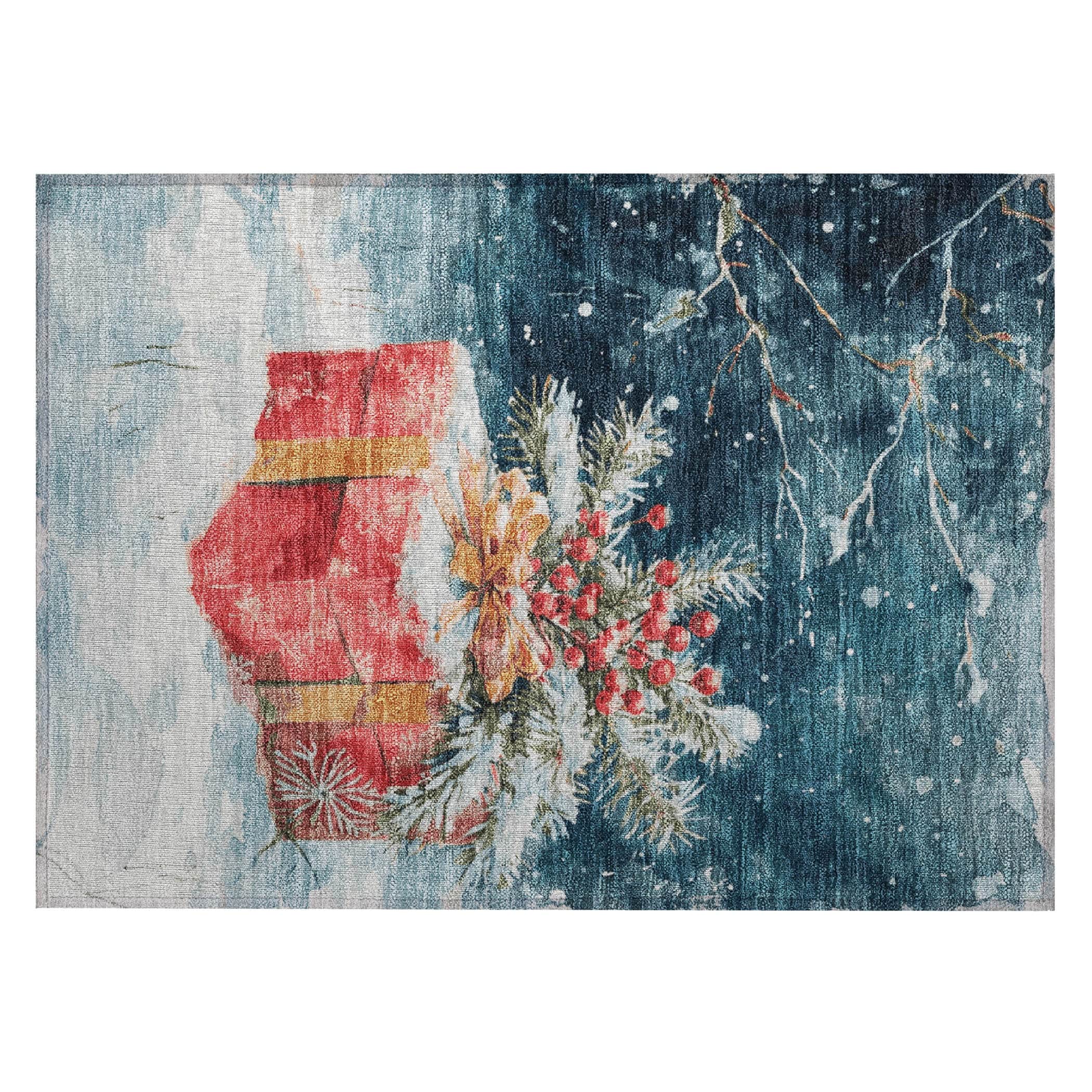 Luxury Machine Washable Indoor/Outdoor Holiday WN13 Blue Rug 1'8" x 2'6" #shape_Rectangle