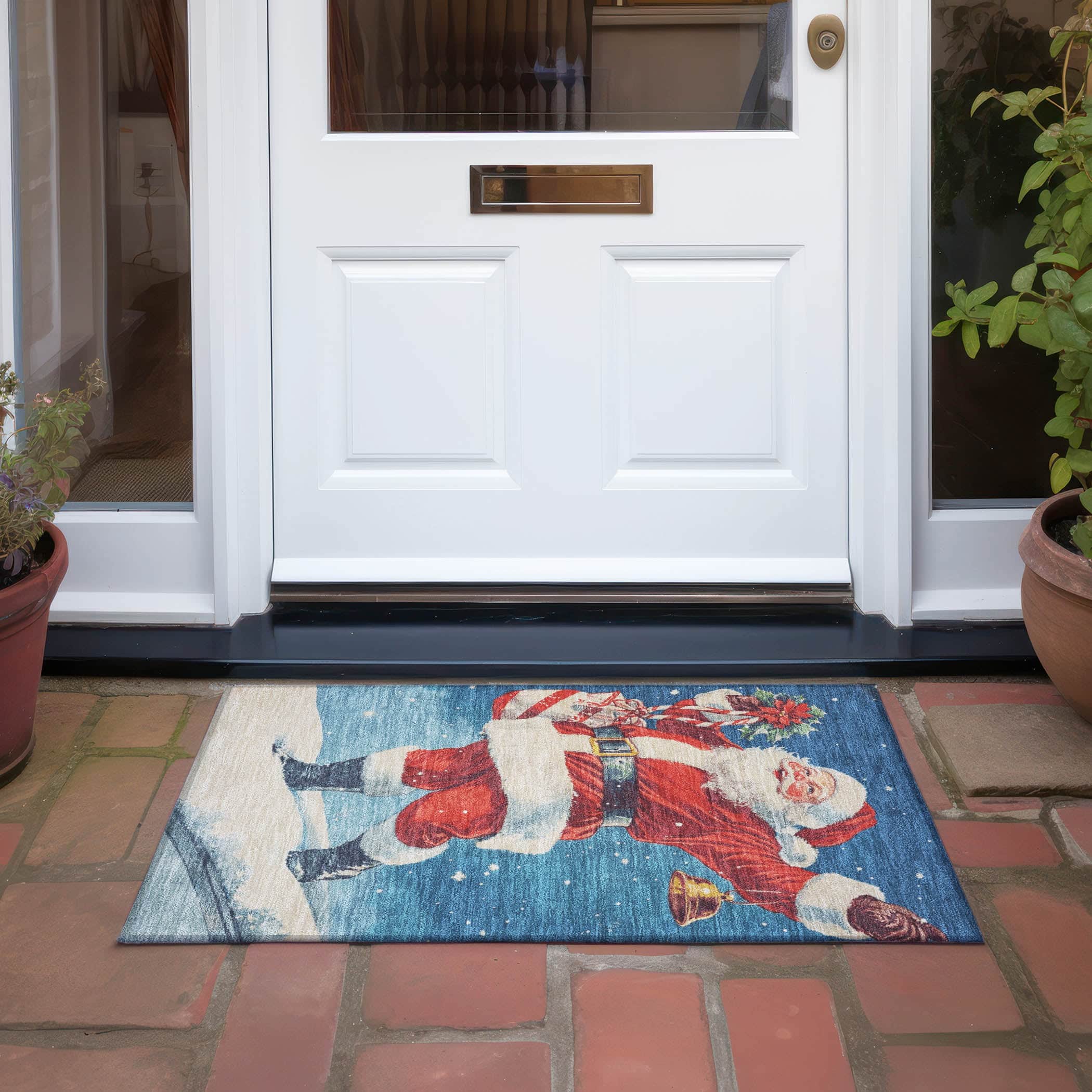 Luxury Machine Washable Indoor/Outdoor Holiday WN15 Blue Rug 1'8" x 2'6" #shape_Rectangle