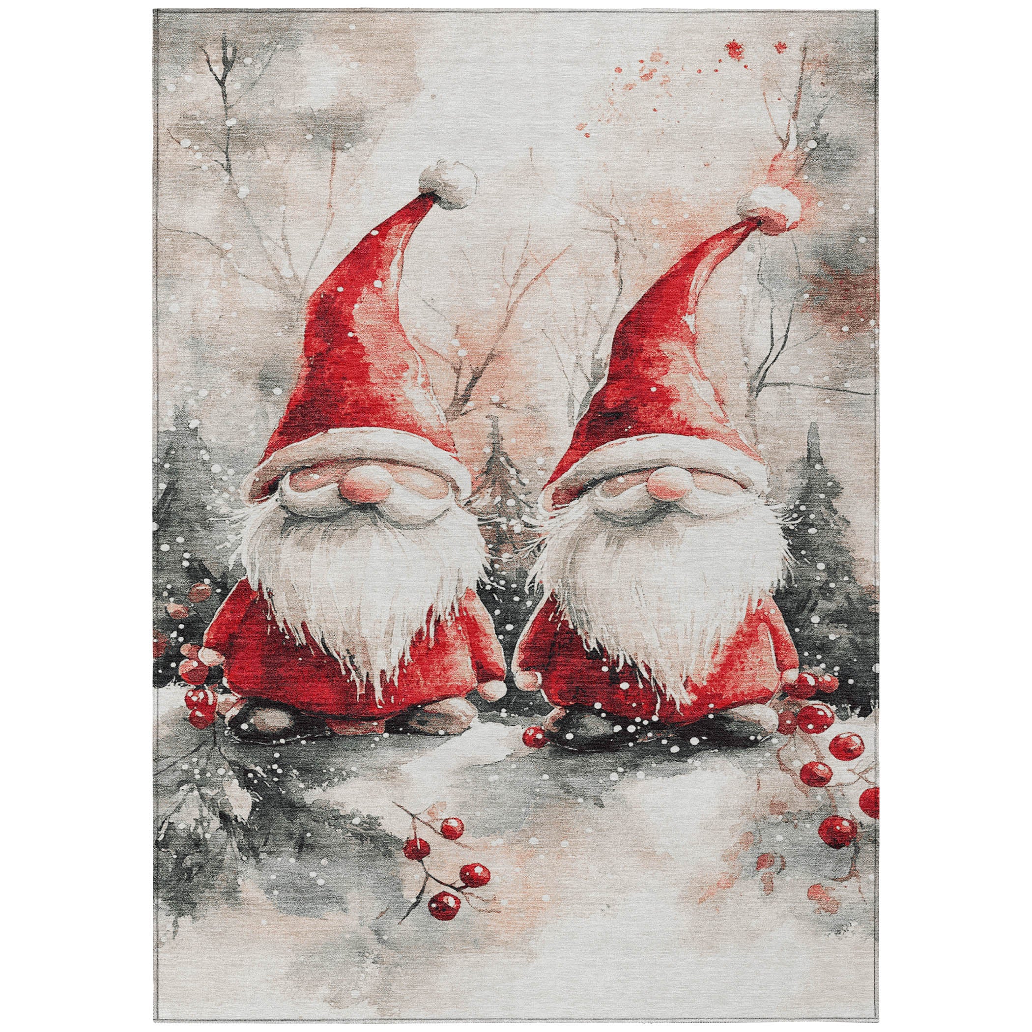 Luxury Machine Washable Indoor/Outdoor Holiday WN16 Ivory Rug 2'6" x 3'10" #shape_Rectangle