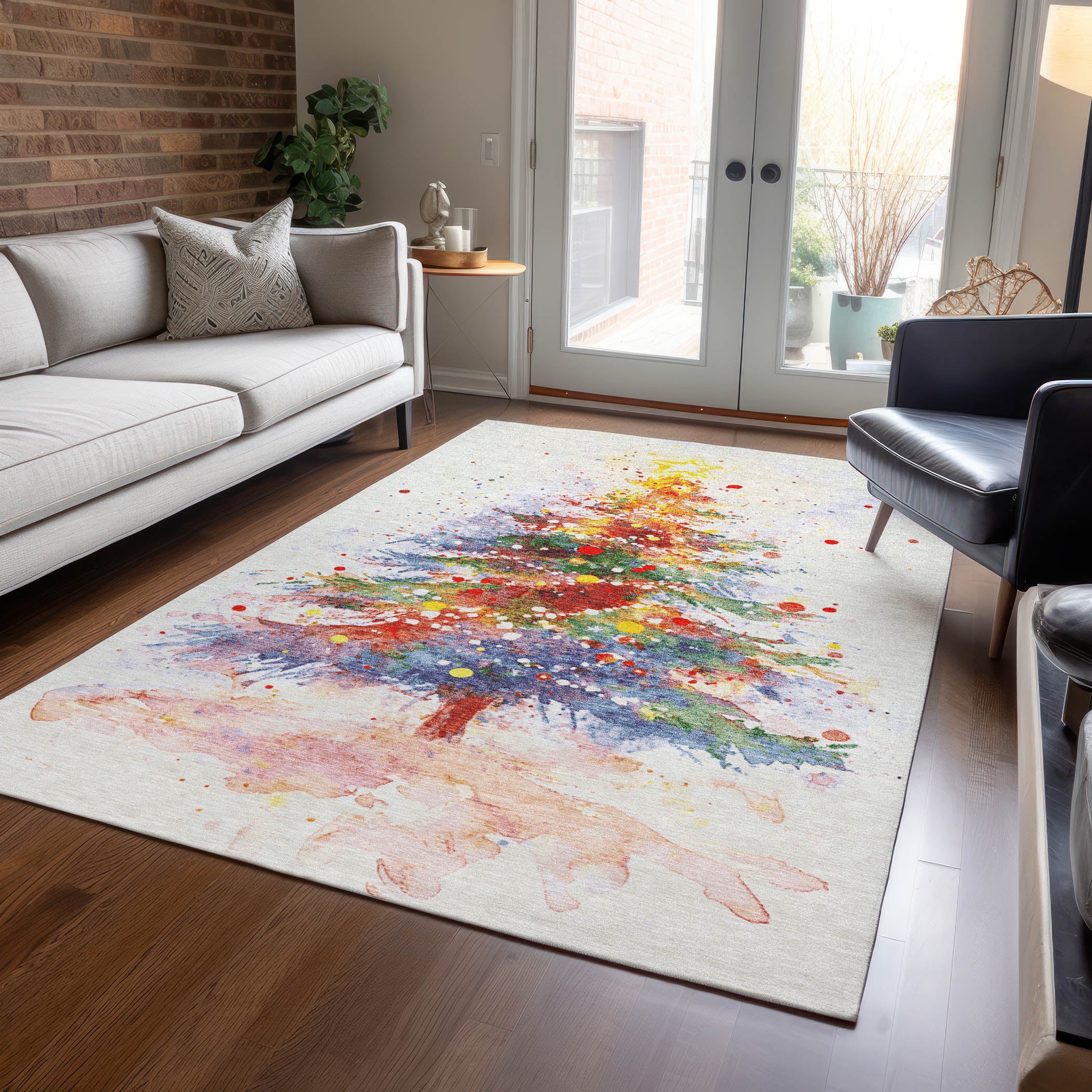 Luxury Machine Washable Indoor/Outdoor Holiday WN17 Ivory Rug 2'6" x 3'10" #shape_Rectangle