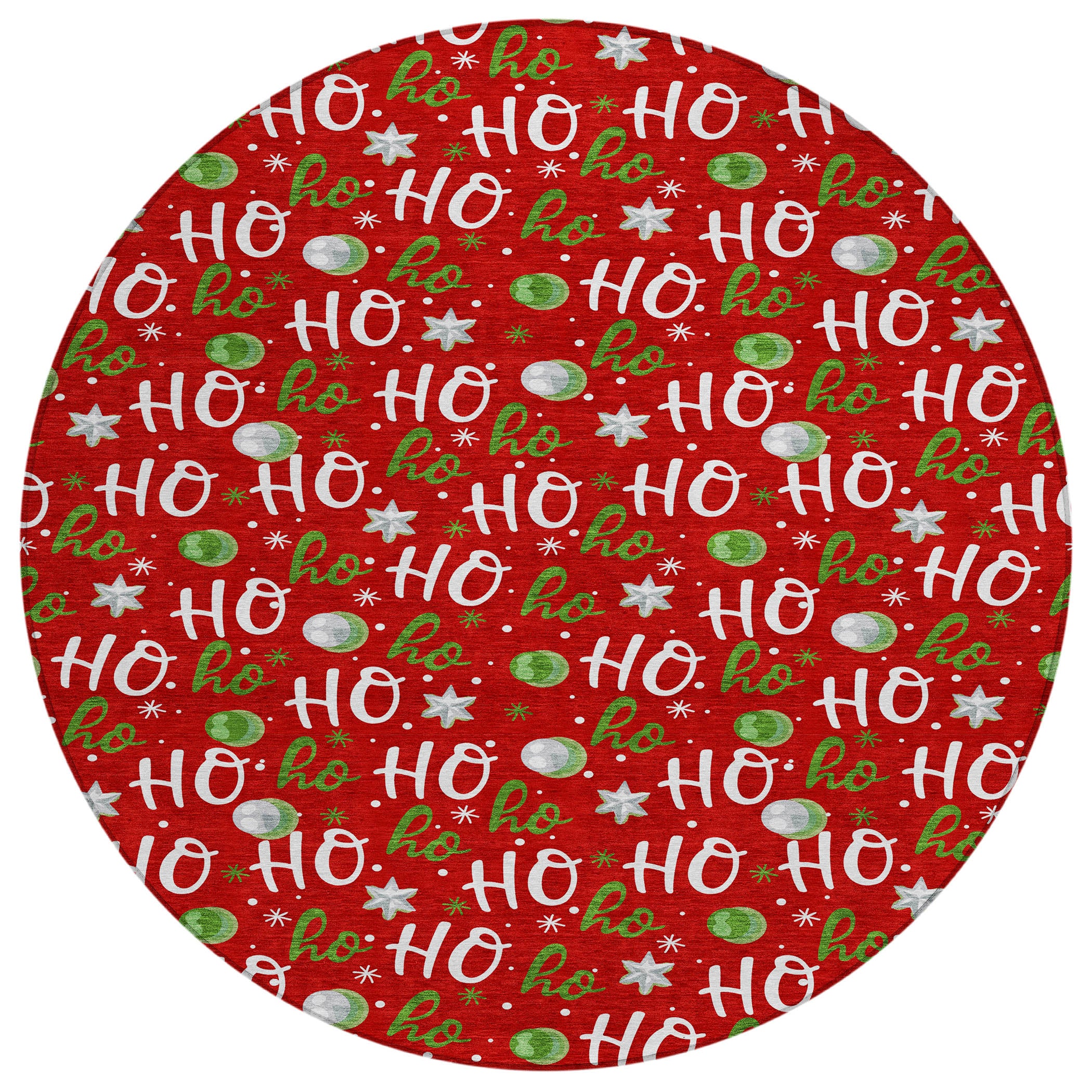 Luxury Machine Washable Indoor/Outdoor Holiday WN18 Red Rug 8' x 8' #shape_Round