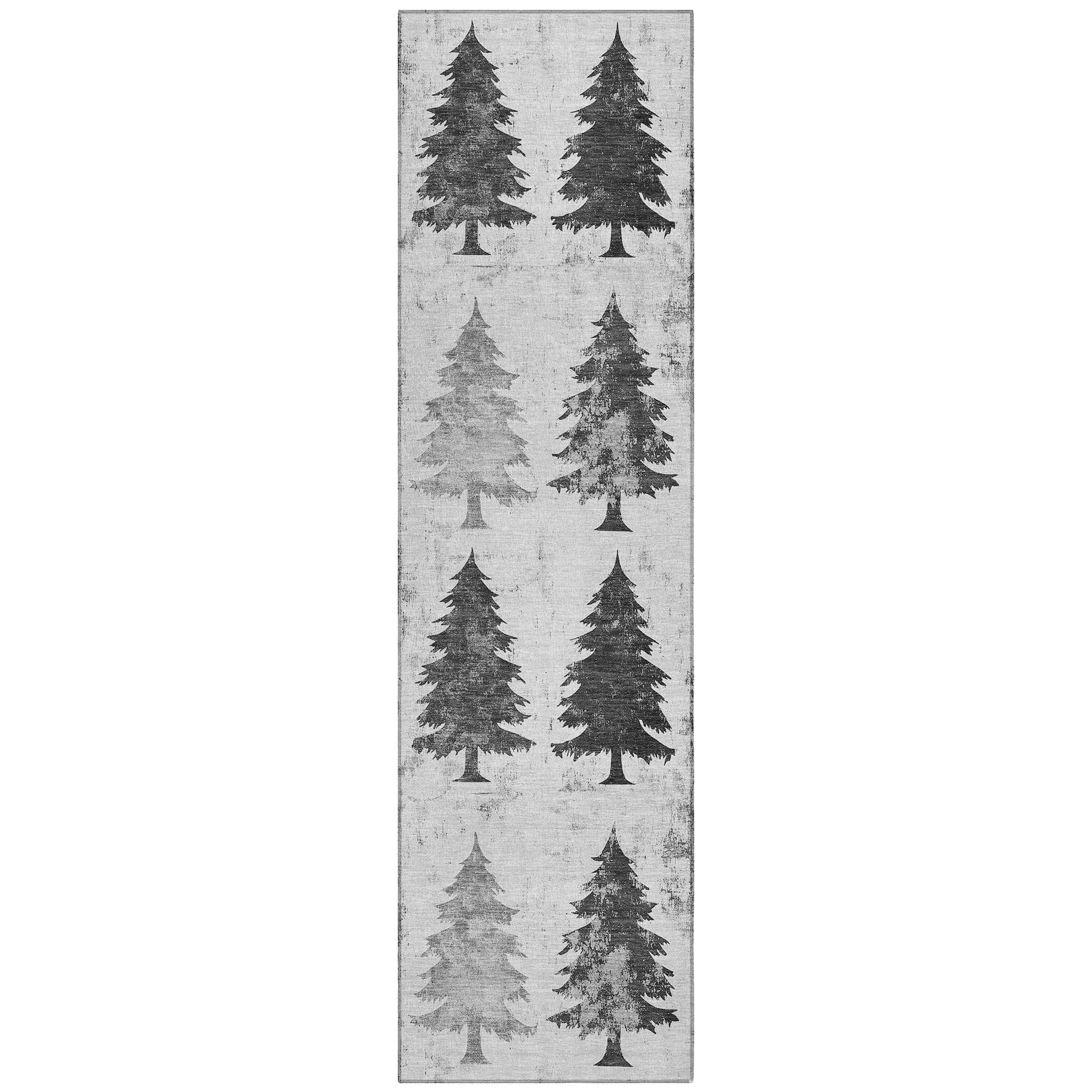 Luxury Machine Washable Indoor/Outdoor Holiday WN19 Gray Rug 2'3" x 7'6" #shape_Runner