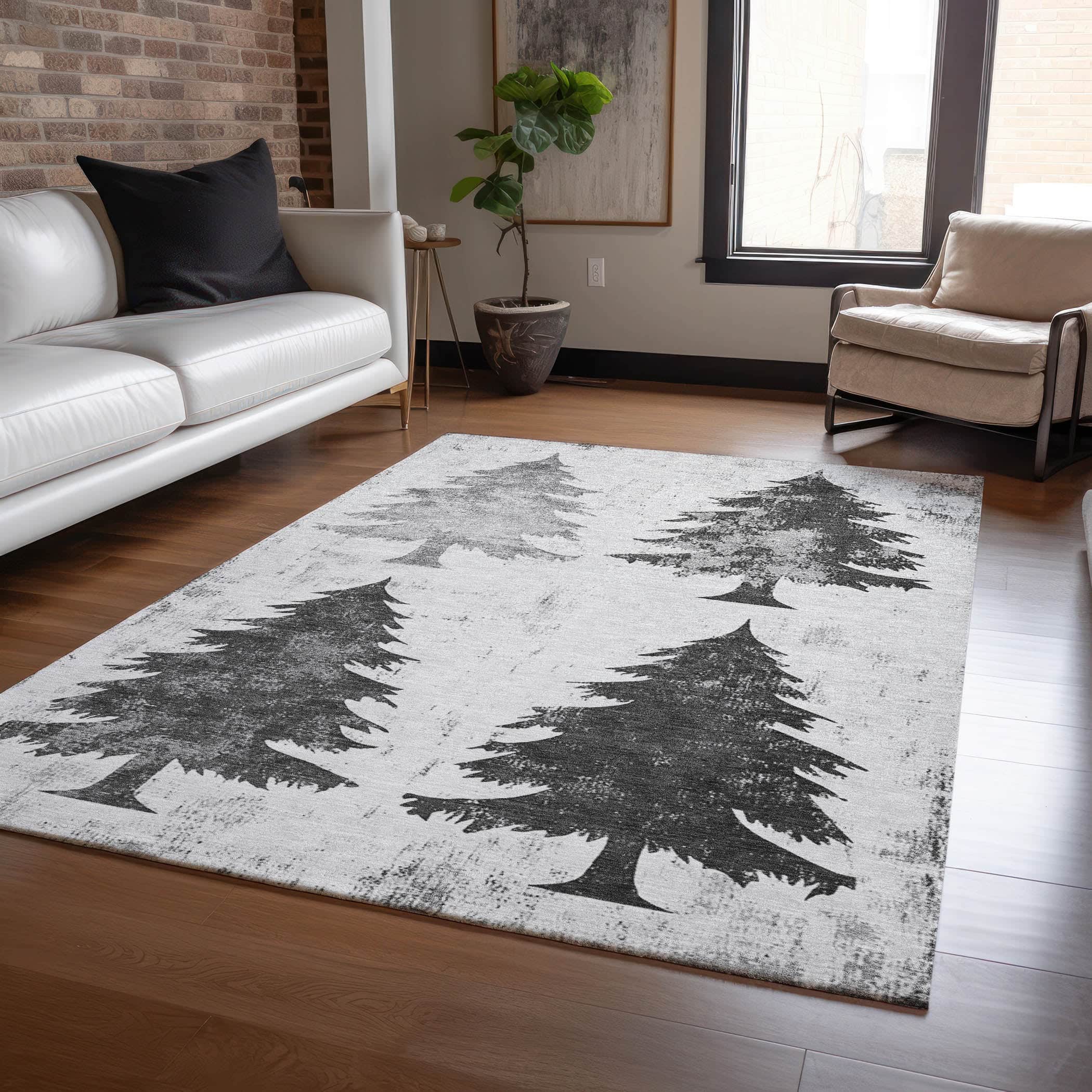 Luxury Machine Washable Indoor/Outdoor Holiday WN19 Gray Rug 2'6" x 3'10" #shape_Rectangle