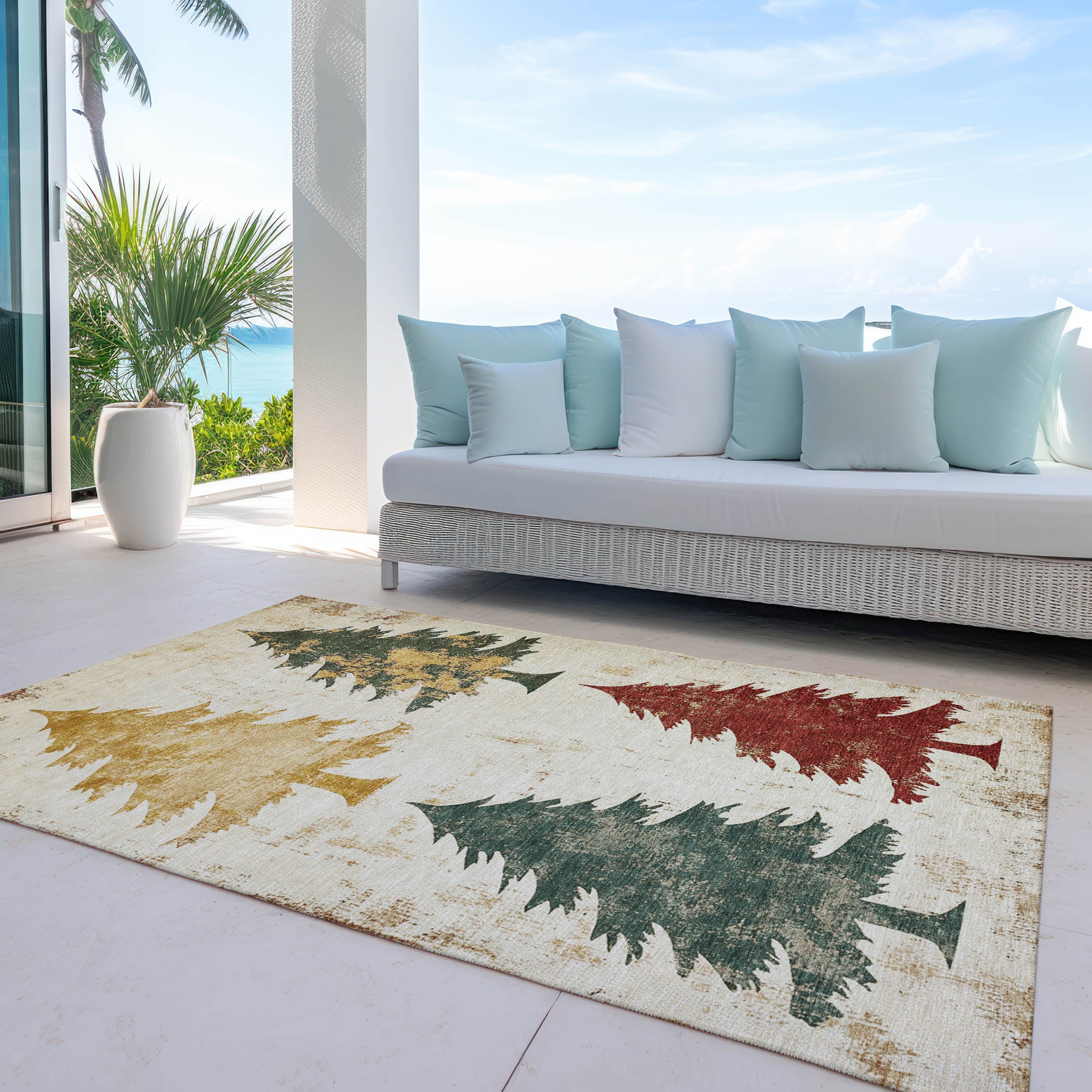 Luxury Machine Washable Indoor/Outdoor Holiday WN19 Ivory Rug 2'6" x 3'10" #shape_Rectangle
