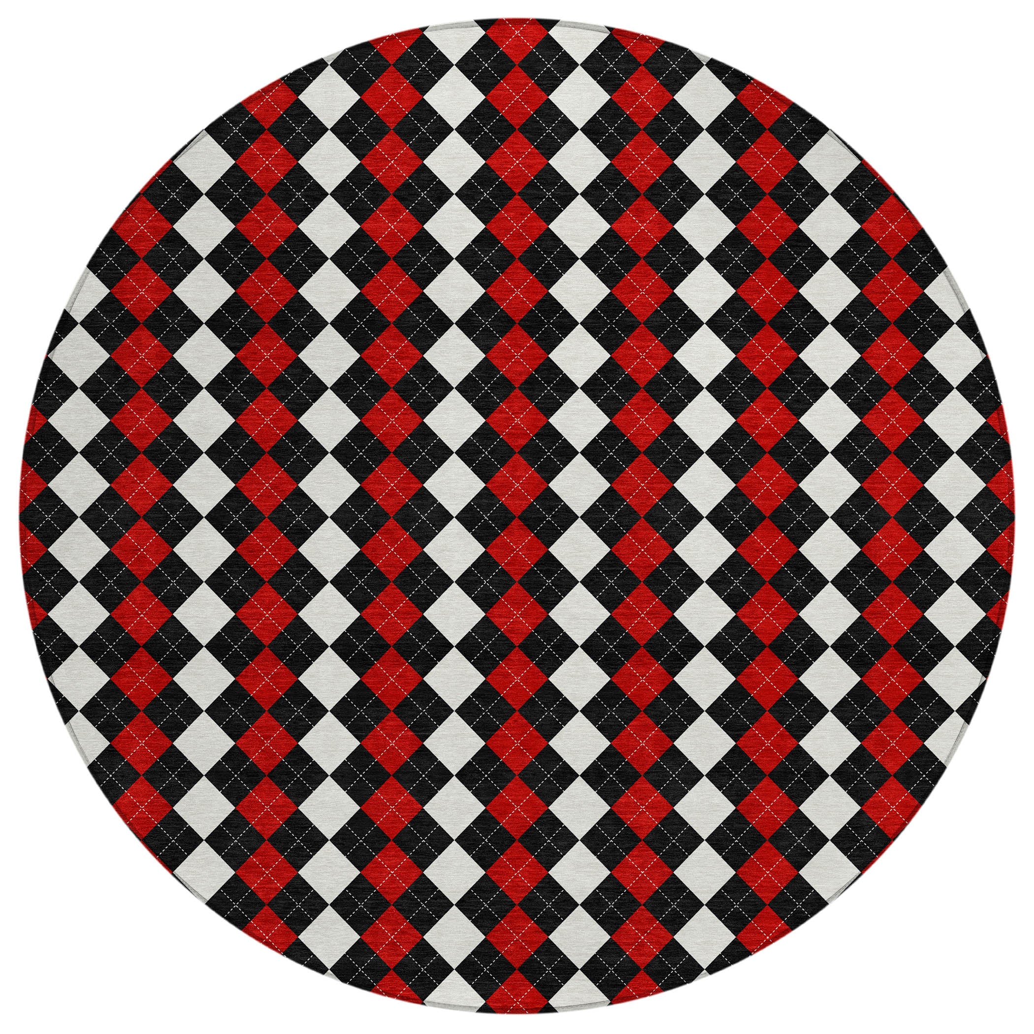 Luxury Machine Washable Indoor/Outdoor Holiday WN20 Black Rug 8' x 8' #shape_Round