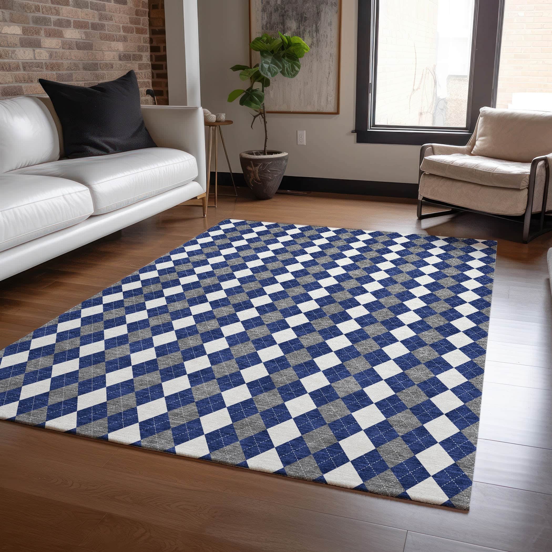 Luxury Machine Washable Indoor/Outdoor Holiday WN20 Navy Blue Rug 2'6" x 3'10" #shape_Rectangle