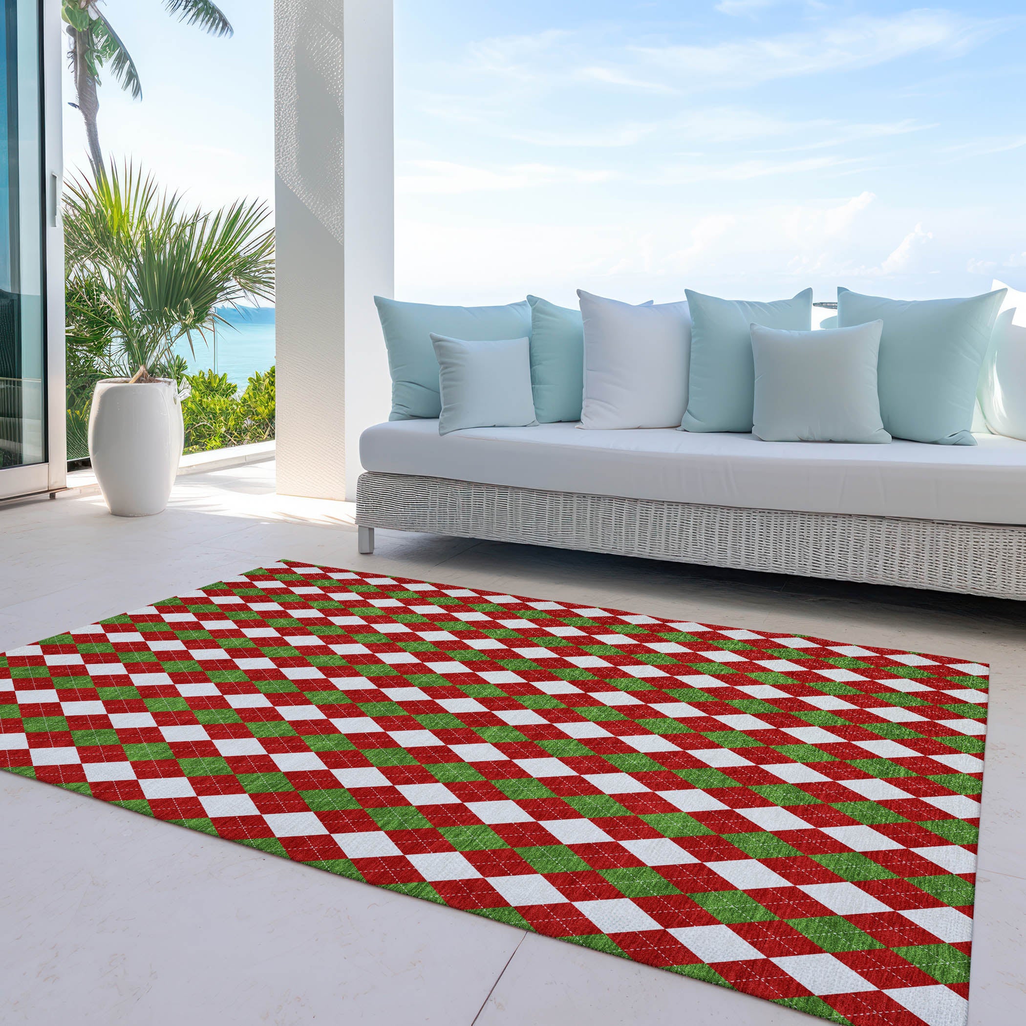 Luxury Machine Washable Indoor/Outdoor Holiday WN20 Red Rug 2'6" x 3'10" #shape_Rectangle