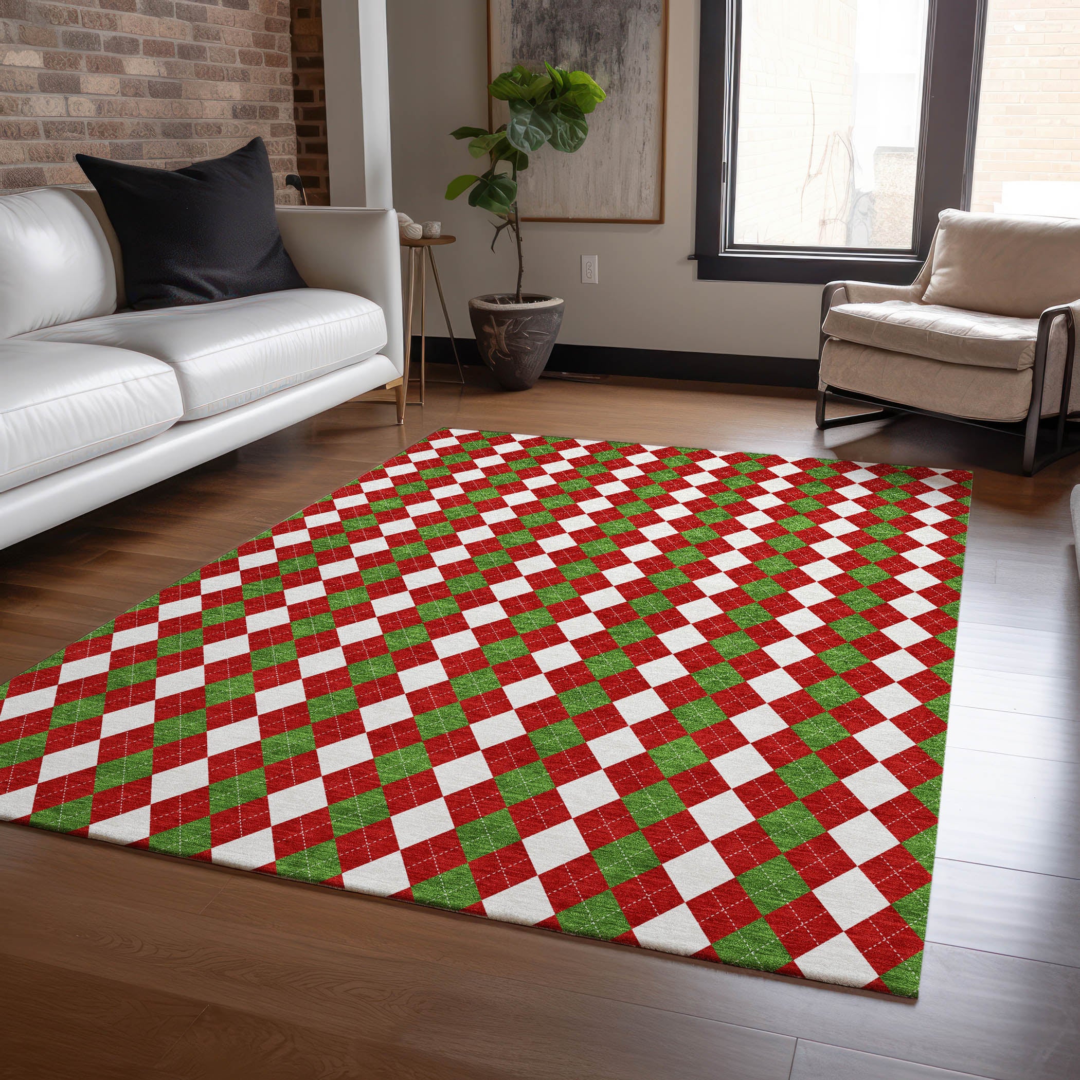Luxury Machine Washable Indoor/Outdoor Holiday WN20 Red Rug 2'6" x 3'10" #shape_Rectangle
