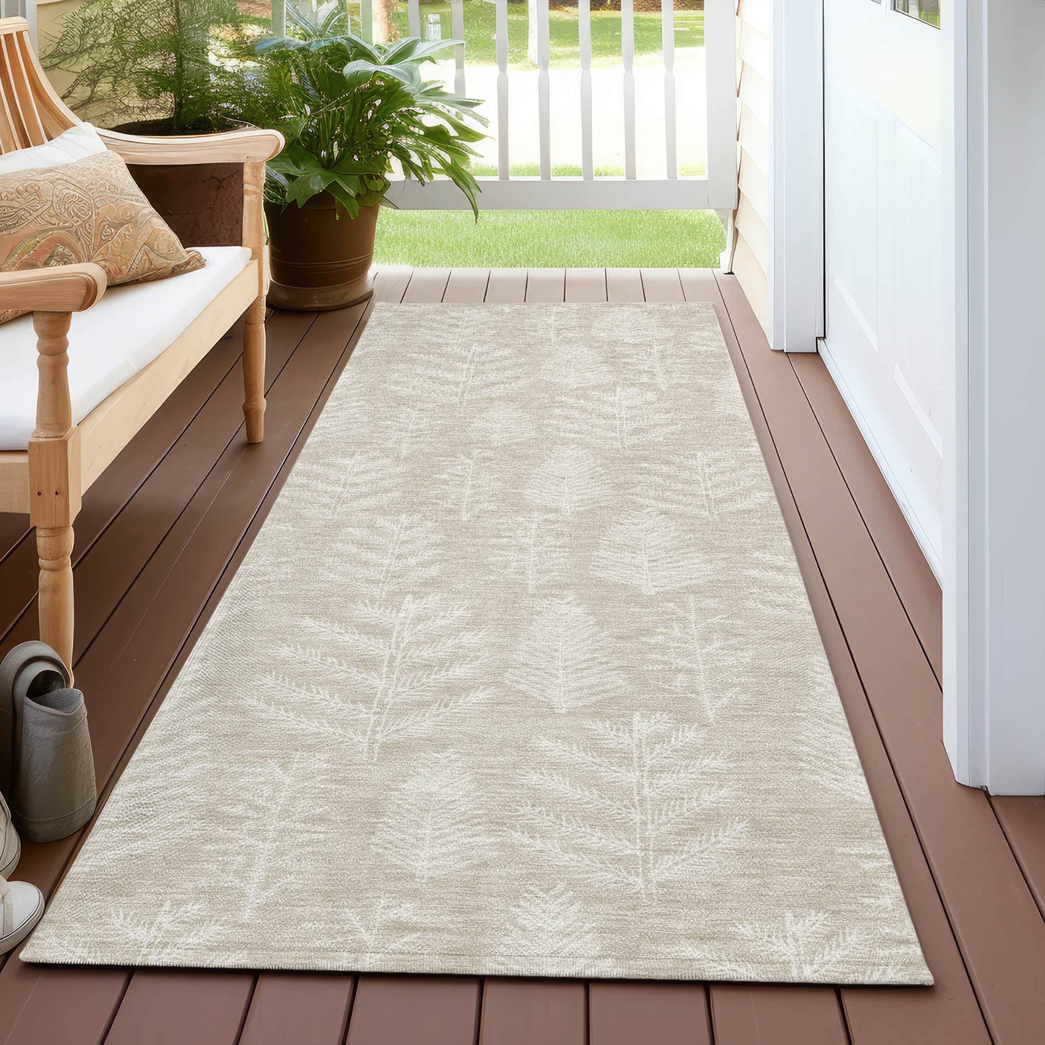 Luxury Machine Washable Indoor/Outdoor Holiday WN21 Beige Ivory Rug 2'3" x 7'6" #shape_Runner