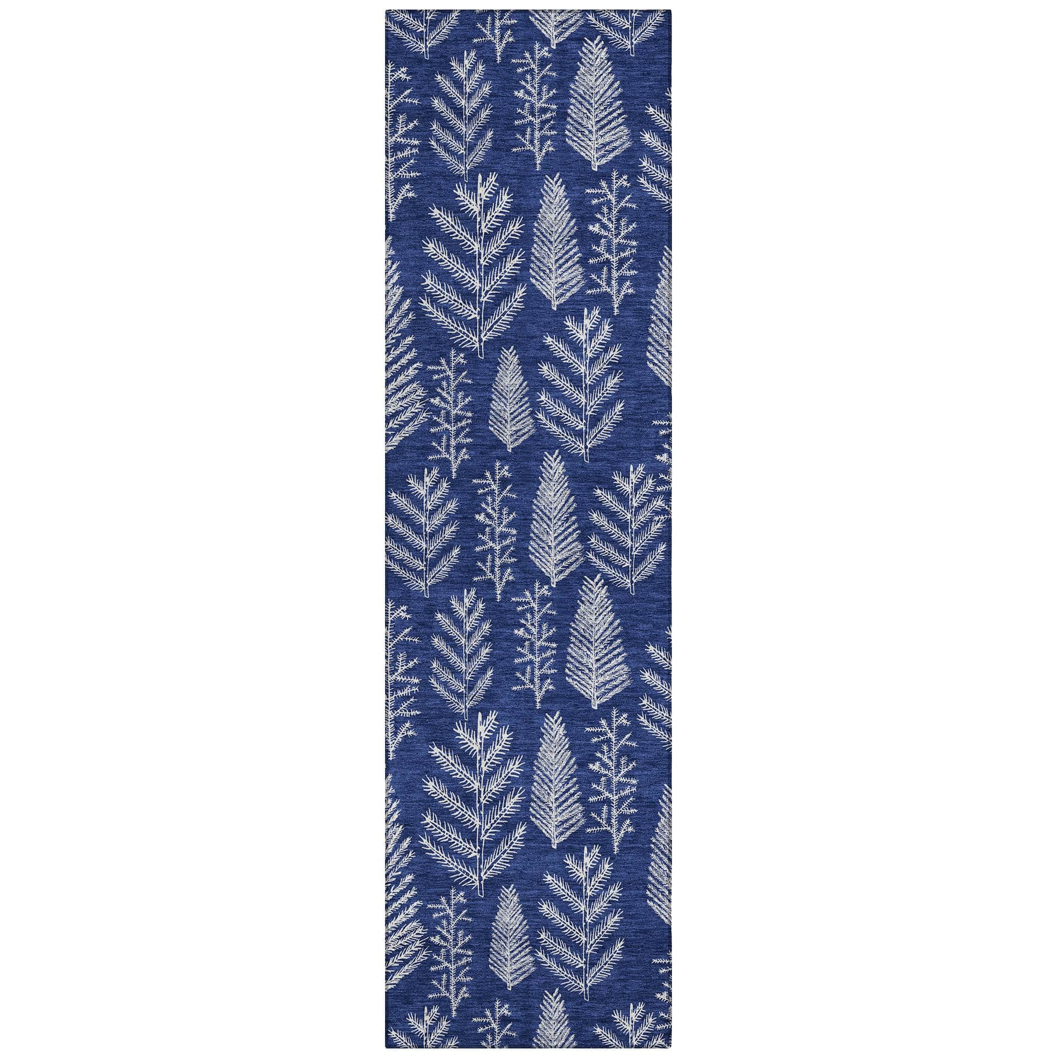Luxury Machine Washable Indoor/Outdoor Holiday WN21 Navy Blue Rug 2'3" x 7'6" #shape_Runner