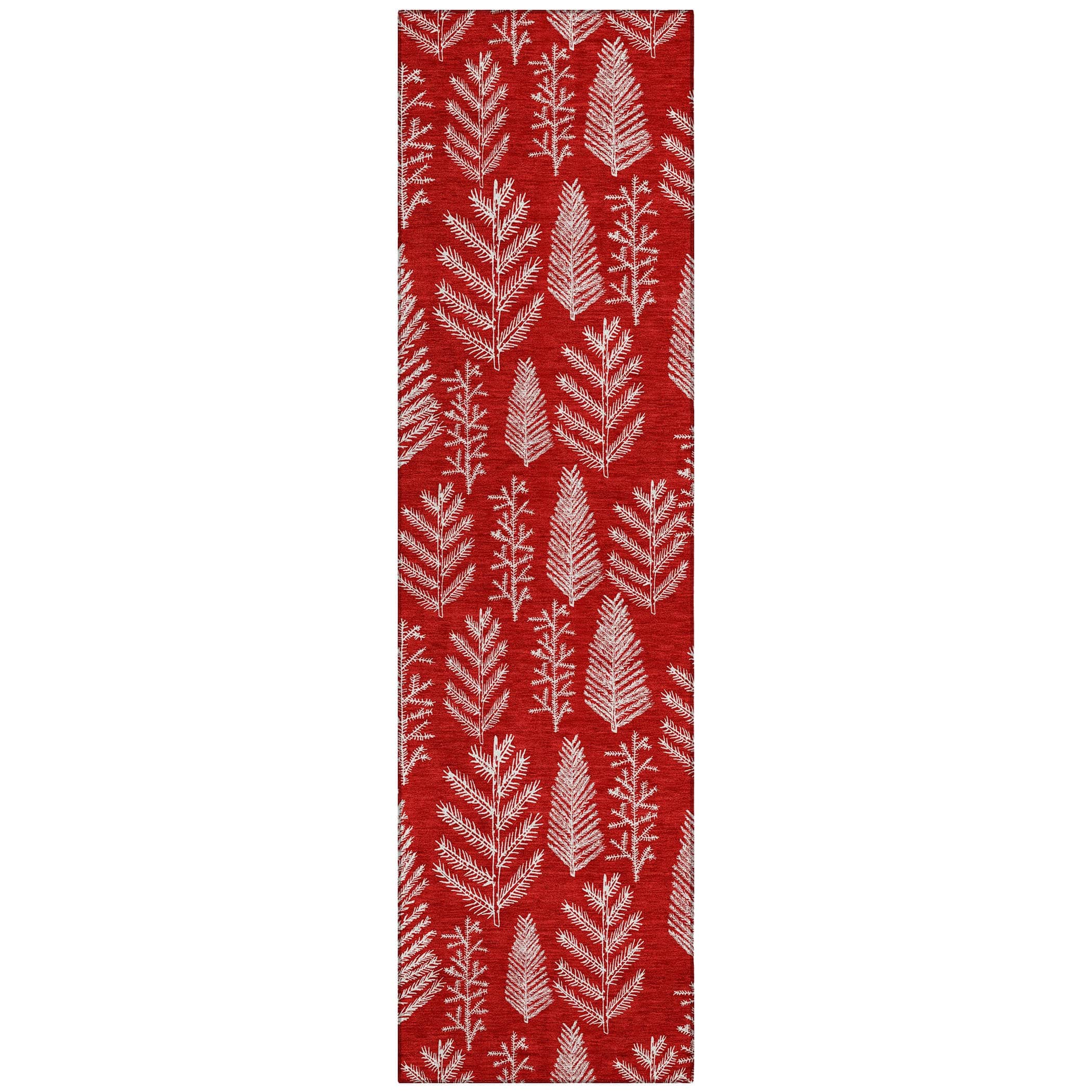 Luxury Machine Washable Indoor/Outdoor Holiday WN21 Red Rug 2'3" x 7'6" #shape_Runner