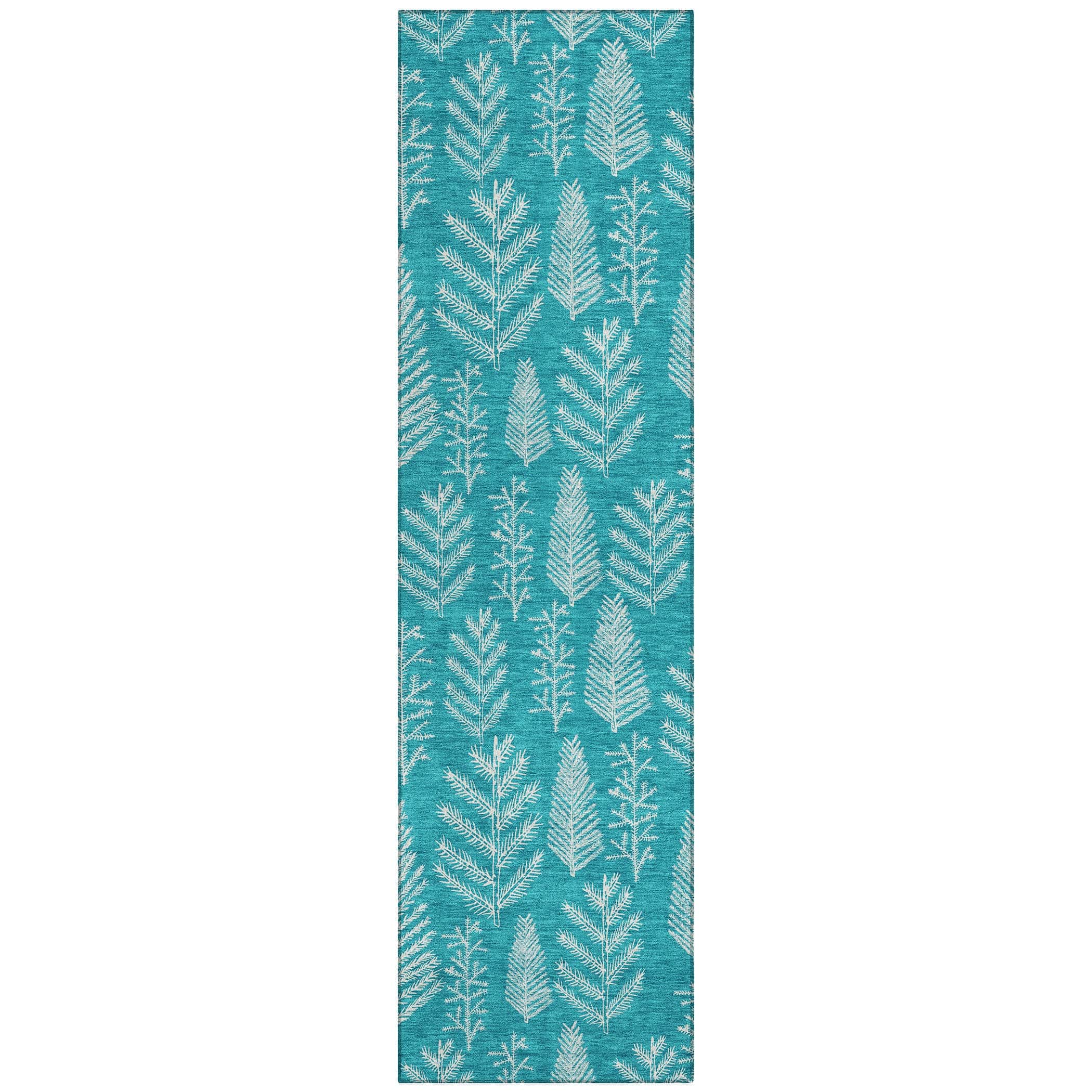 Luxury Machine Washable Indoor/Outdoor Holiday WN21 Teal Rug 2'3" x 7'6" #shape_Runner