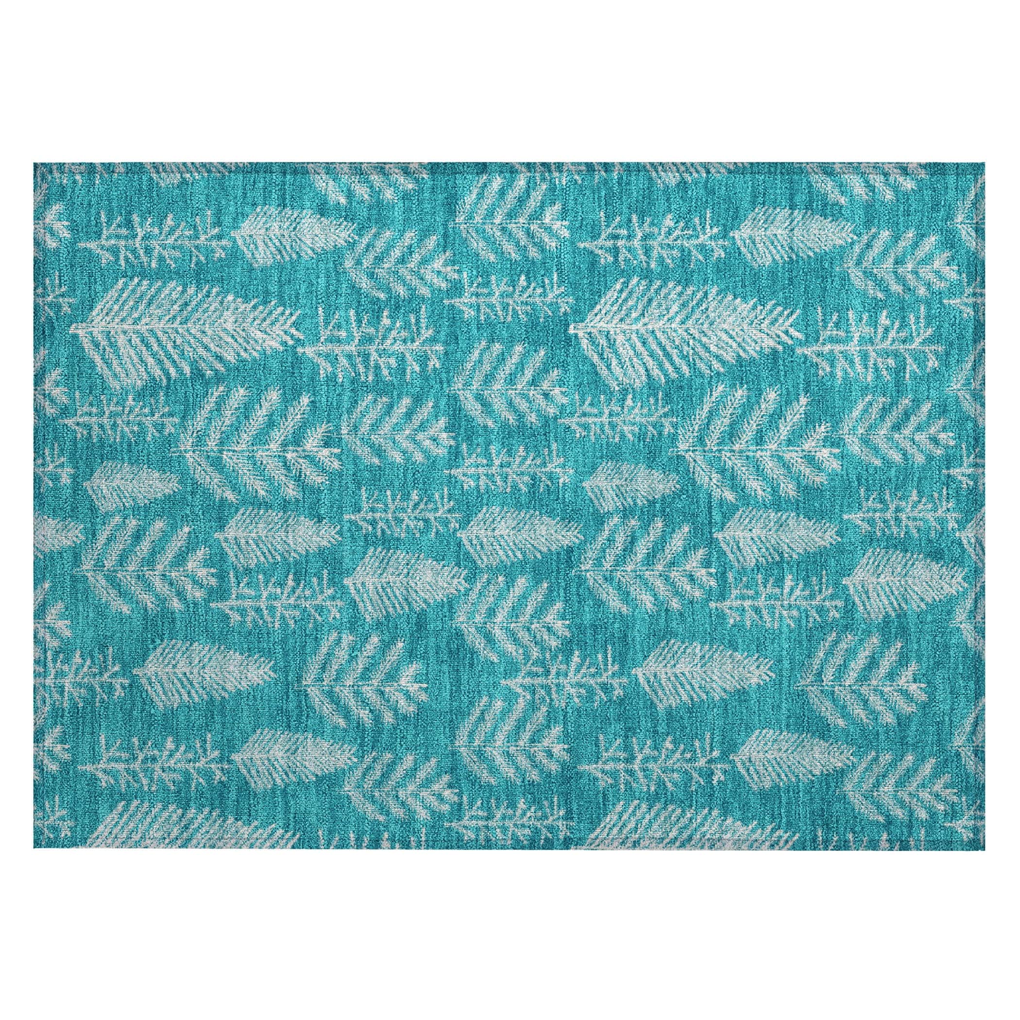 Luxury Machine Washable Indoor/Outdoor Holiday WN21 Teal Rug 1'8" x 2'6" #shape_Rectangle