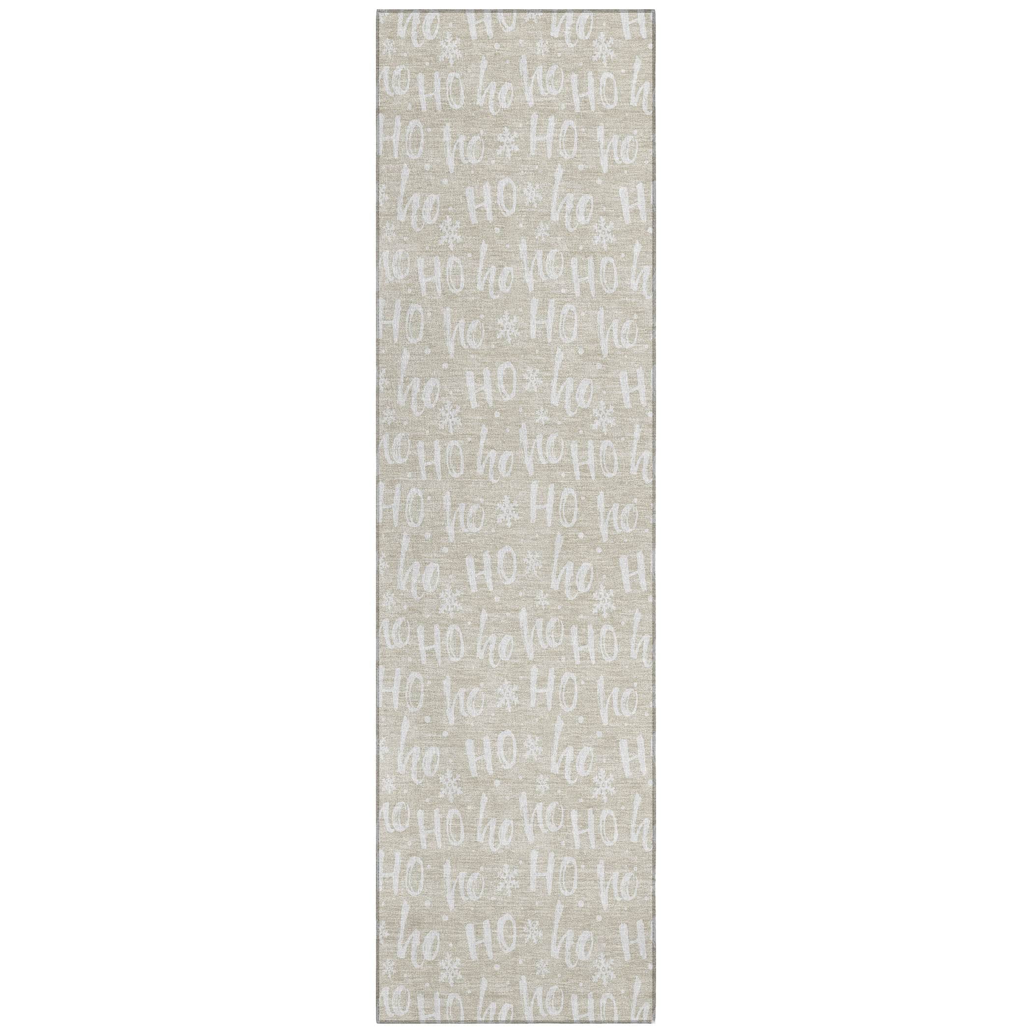 Luxury Machine Washable Indoor/Outdoor Holiday WN22 Beige Ivory Rug 2'3" x 7'6" #shape_Runner