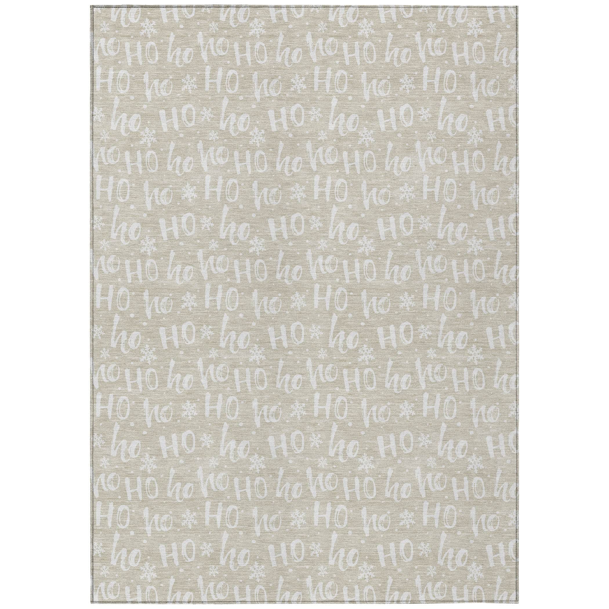Luxury Machine Washable Indoor/Outdoor Holiday WN22 Beige Ivory Rug 2'6" x 3'10" #shape_Rectangle