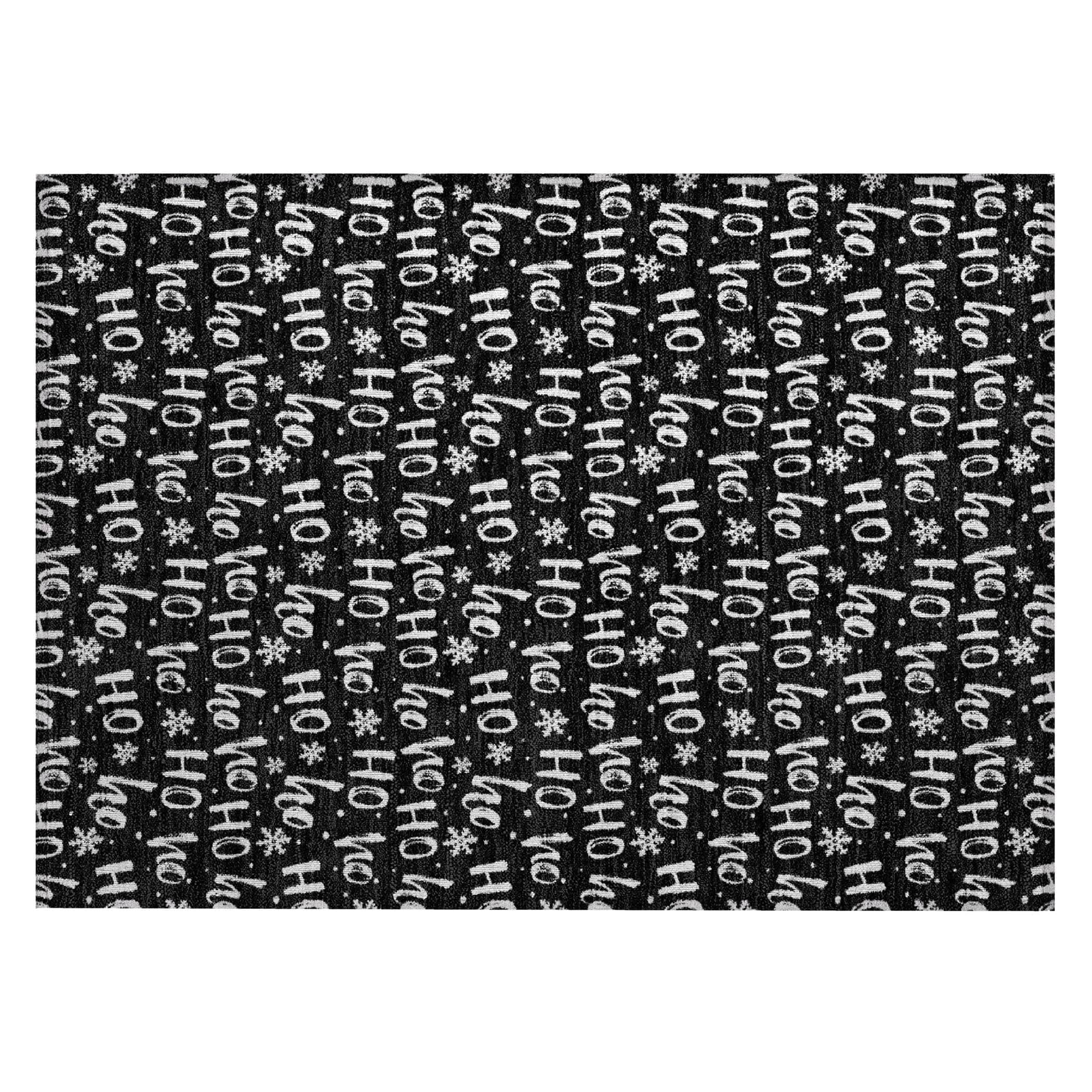 Luxury Machine Washable Indoor/Outdoor Holiday WN22 Black Rug 1'8" x 2'6" #shape_Rectangle