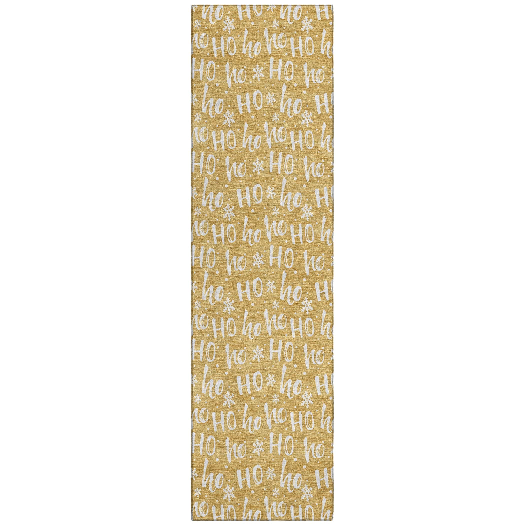 Luxury Machine Washable Indoor/Outdoor Holiday WN22 Gold Rug 2'3" x 7'6" #shape_Runner