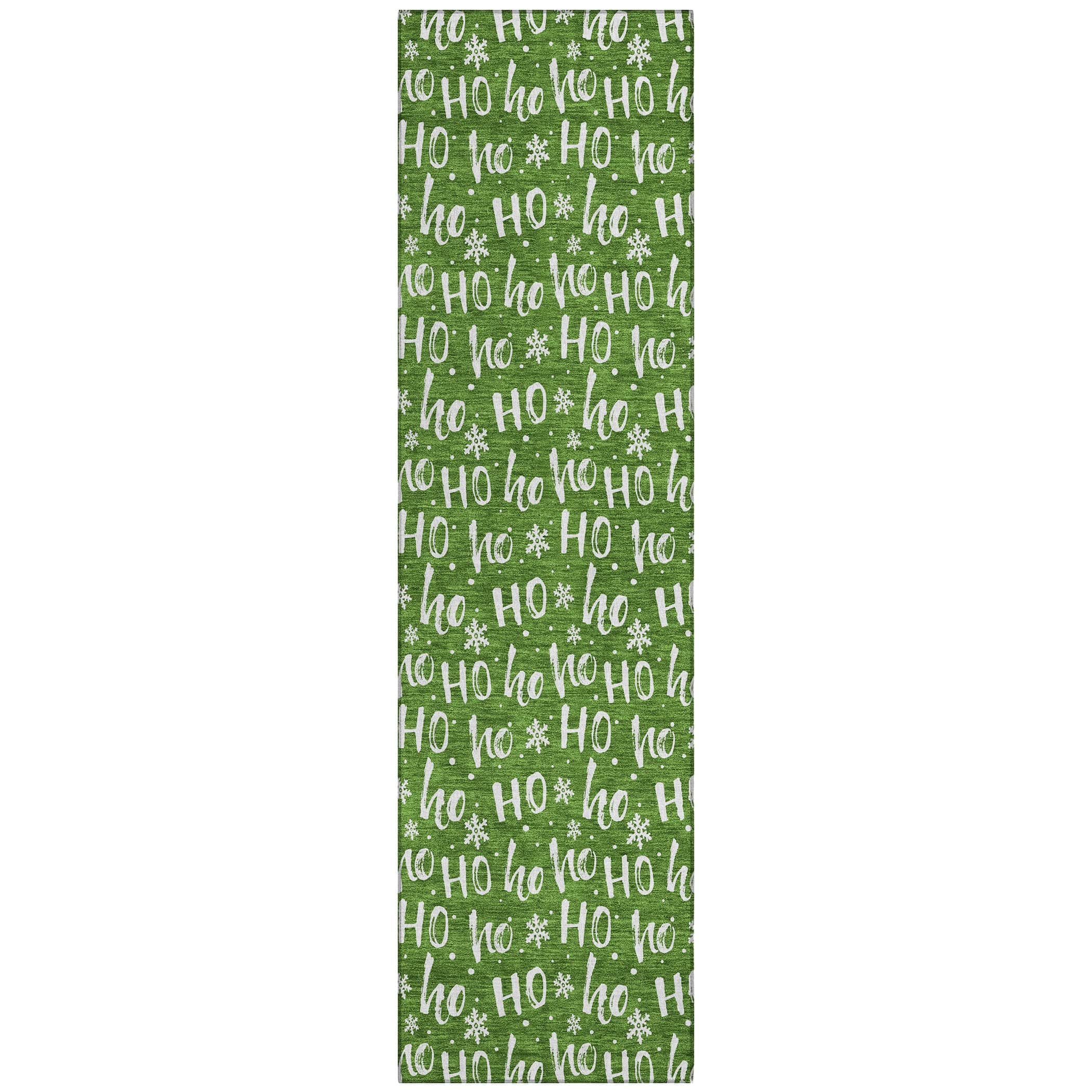 Luxury Machine Washable Indoor/Outdoor Holiday WN22 Green Rug 2'3" x 7'6" #shape_Runner