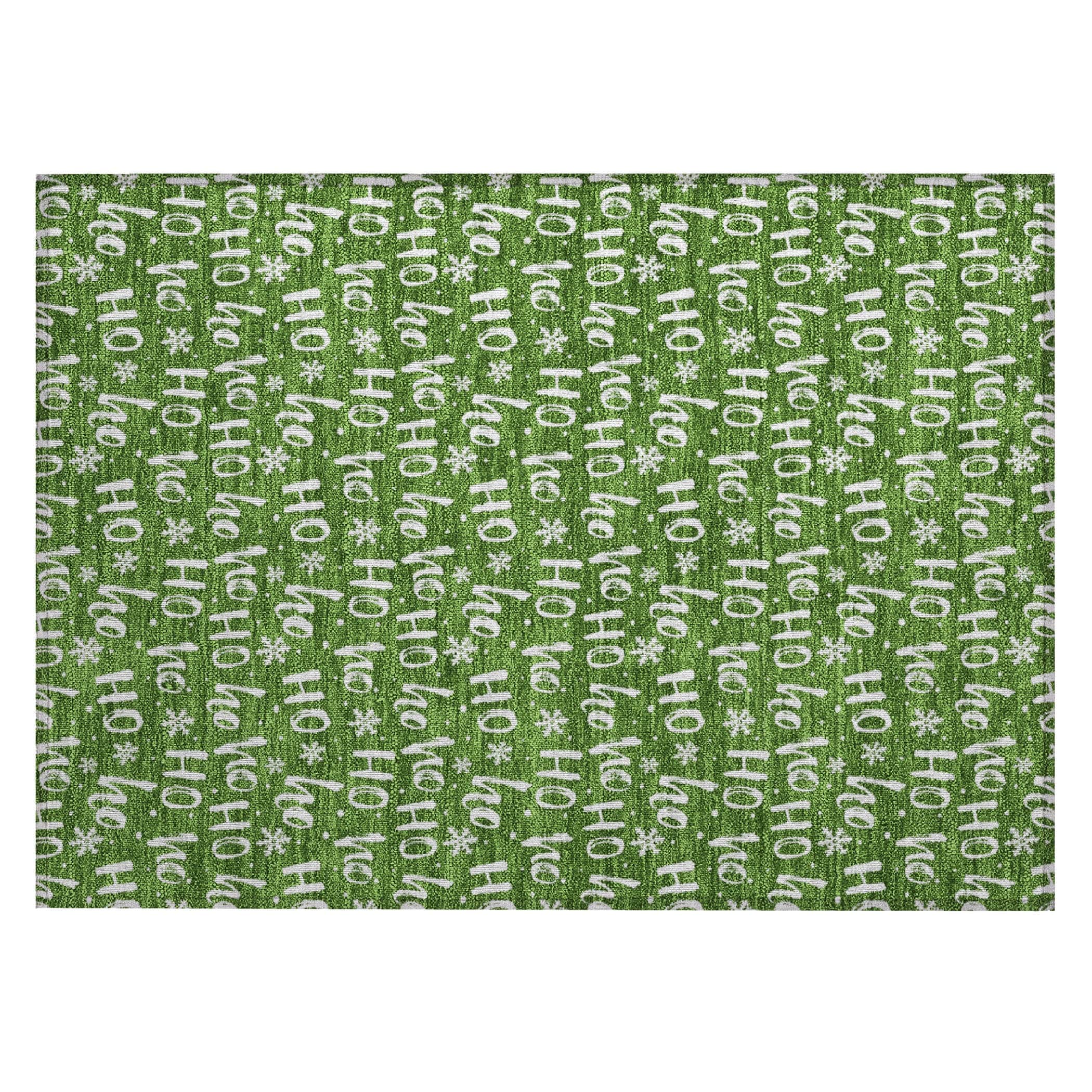 Luxury Machine Washable Indoor/Outdoor Holiday WN22 Green Rug 1'8" x 2'6" #shape_Rectangle