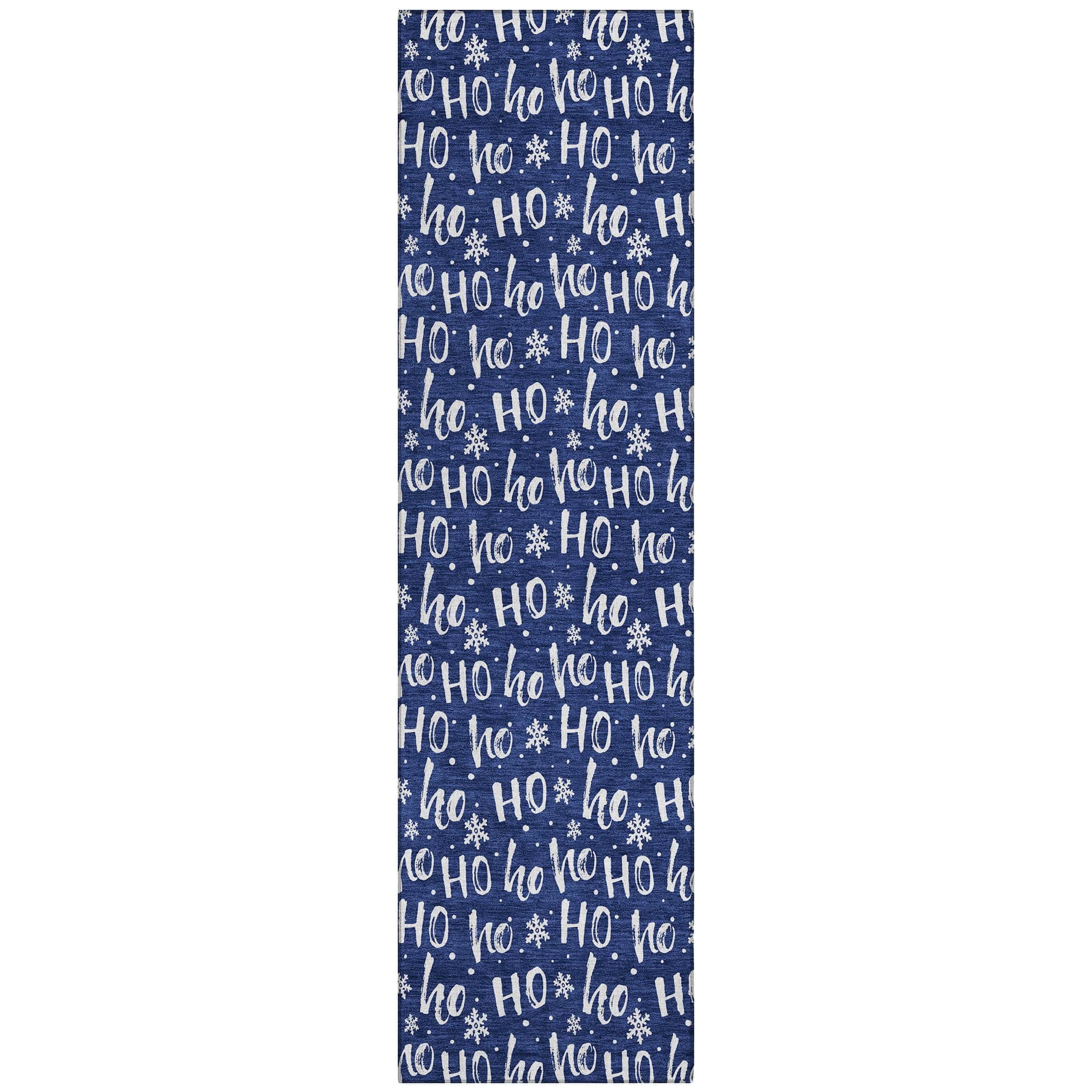 Luxury Machine Washable Indoor/Outdoor Holiday WN22 Navy Blue Rug 2'3" x 7'6" #shape_Runner