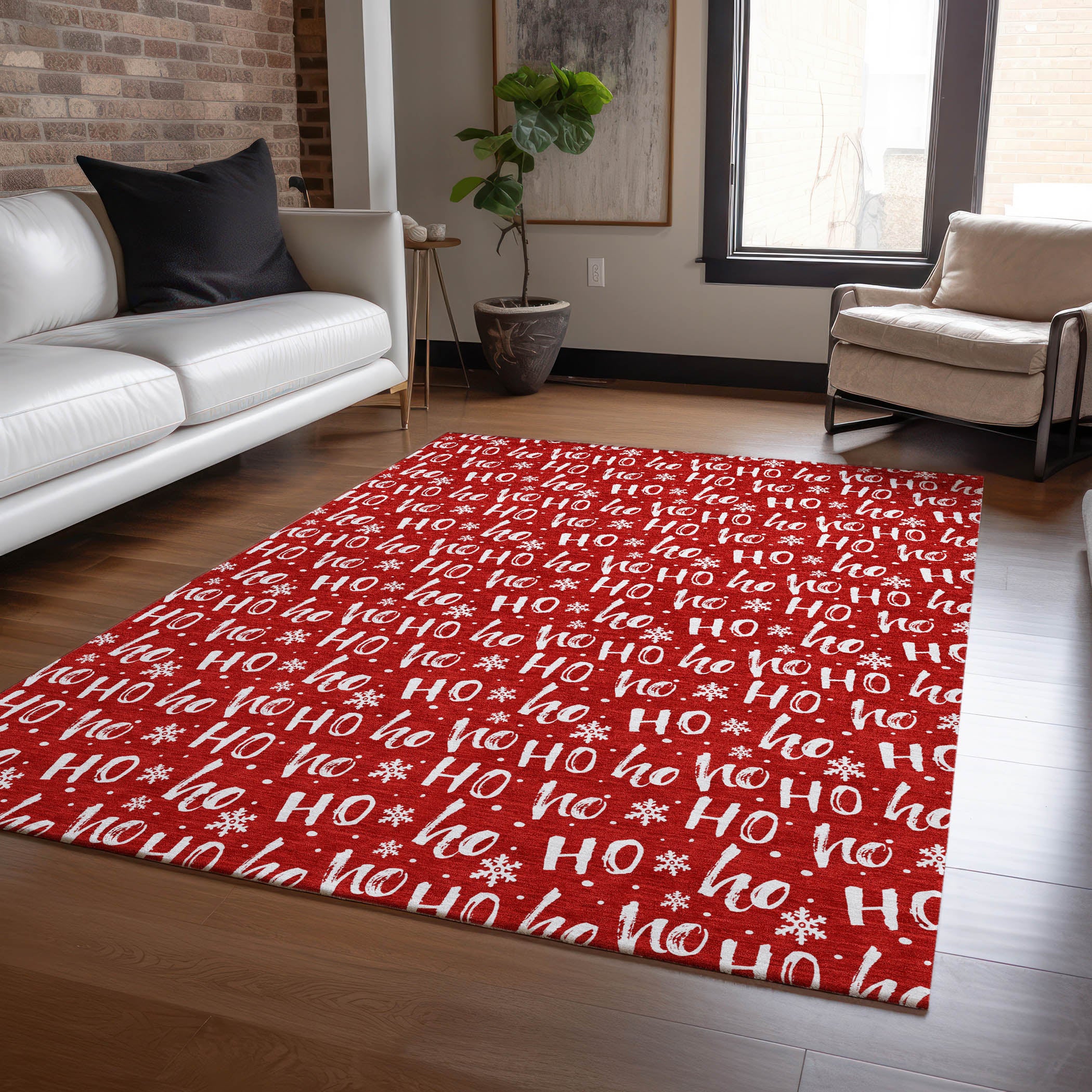 Luxury Machine Washable Indoor/Outdoor Holiday WN22 Red Rug 2'6" x 3'10" #shape_Rectangle
