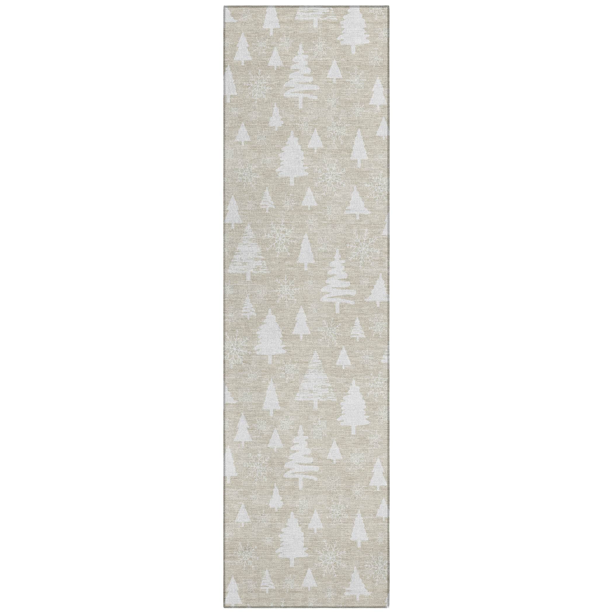 Luxury Machine Washable Indoor/Outdoor Holiday WN23 Beige Ivory Rug 2'3" x 7'6" #shape_Runner