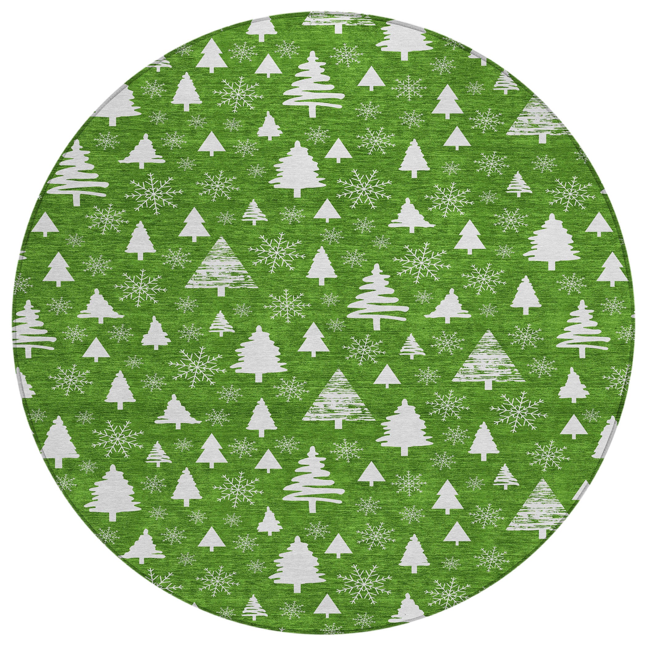 Luxury Machine Washable Indoor/Outdoor Holiday WN23 Emerald Green Rug 8' x 8' #shape_Round