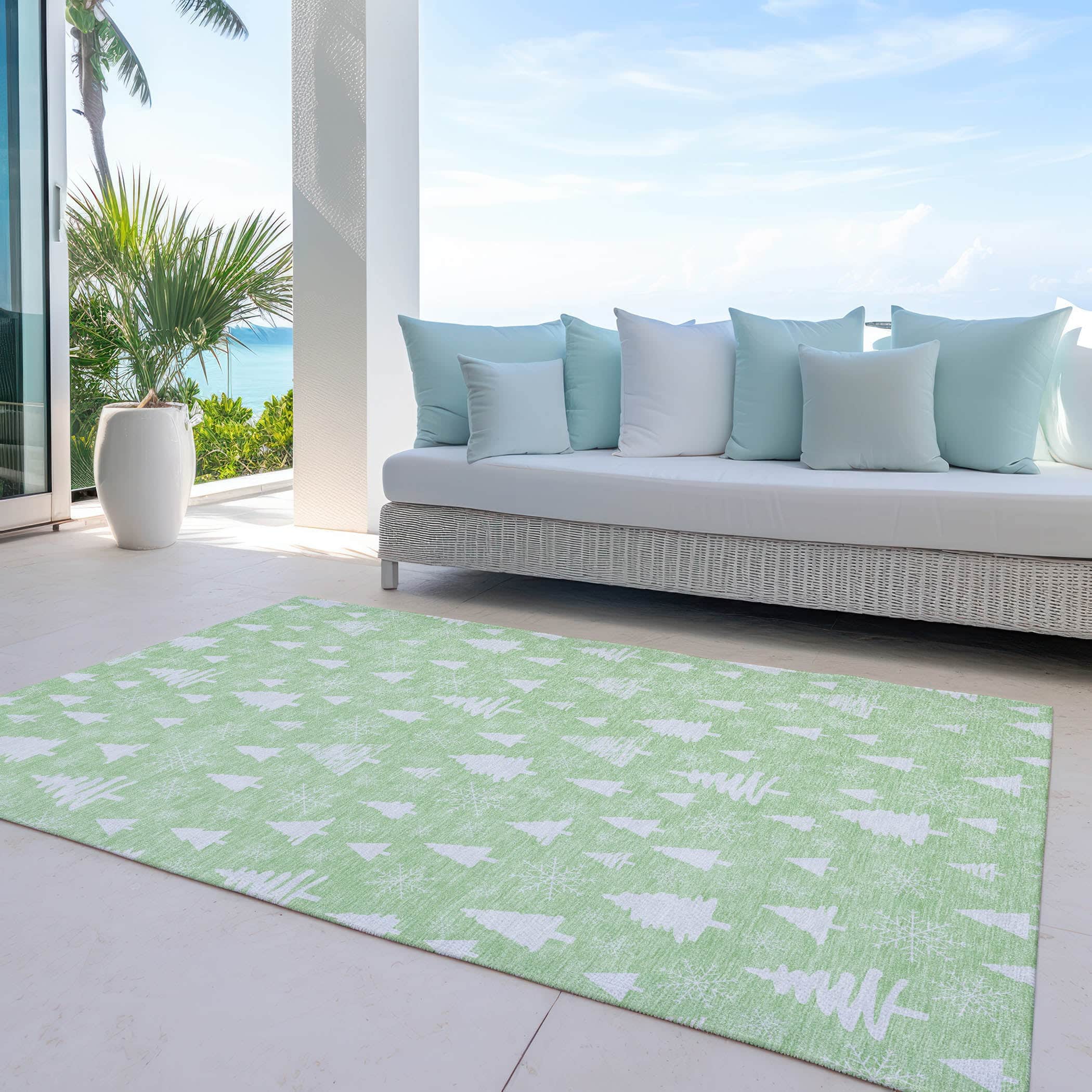 Luxury Machine Washable Indoor/Outdoor Holiday WN23 Mint Green Rug 2'6" x 3'10" #shape_Rectangle