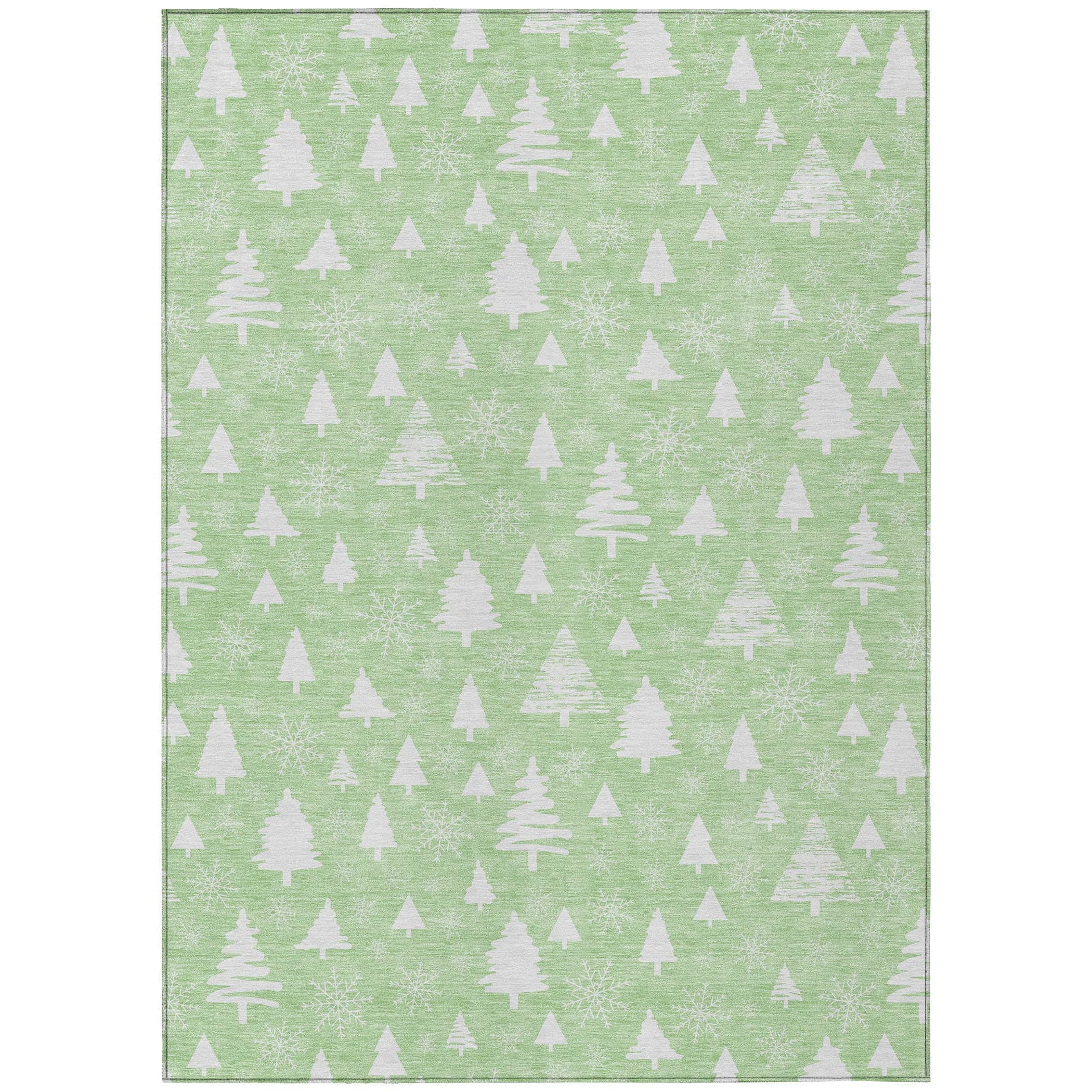 Luxury Machine Washable Indoor/Outdoor Holiday WN23 Mint Green Rug 2'6" x 3'10" #shape_Rectangle