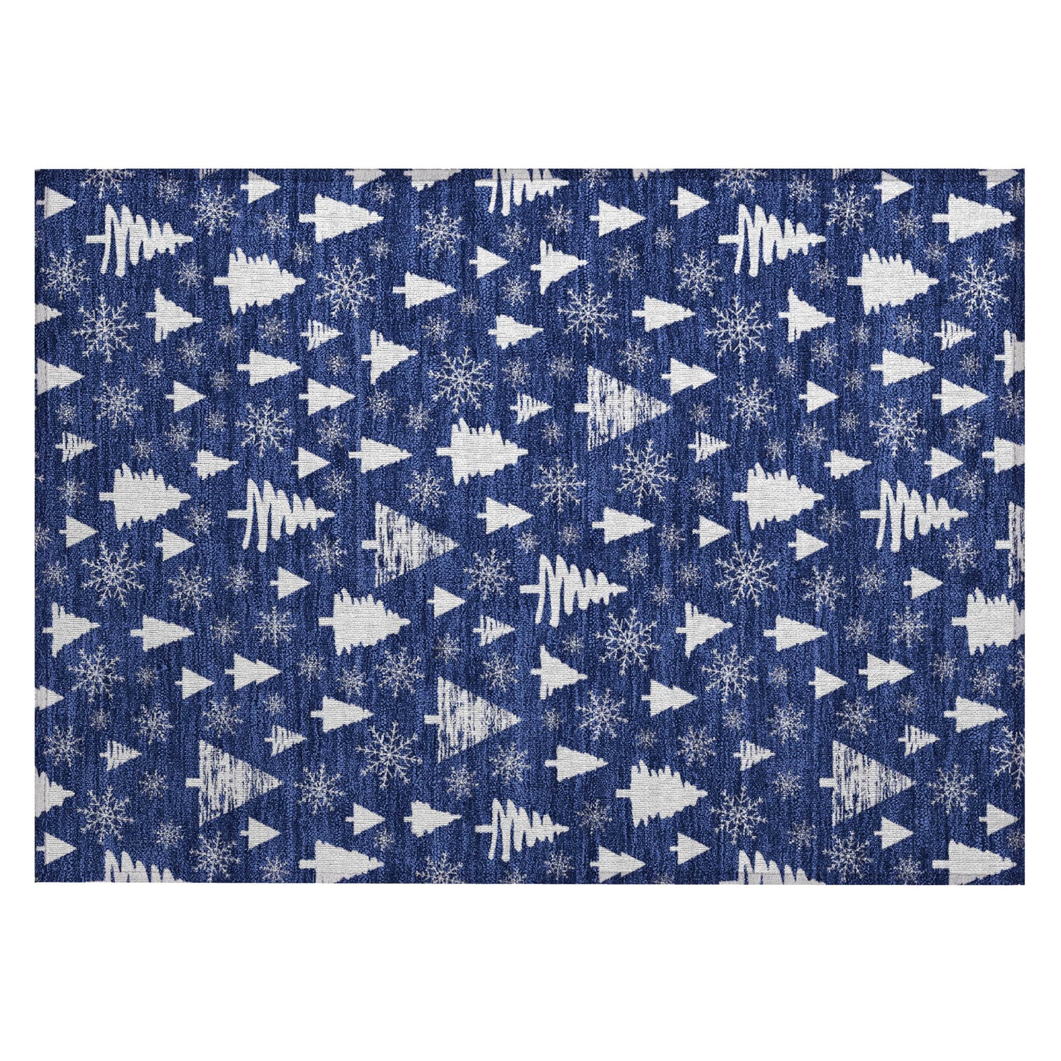 Luxury Machine Washable Indoor/Outdoor Holiday WN23 Navy Blue Rug 1'8" x 2'6" #shape_Rectangle