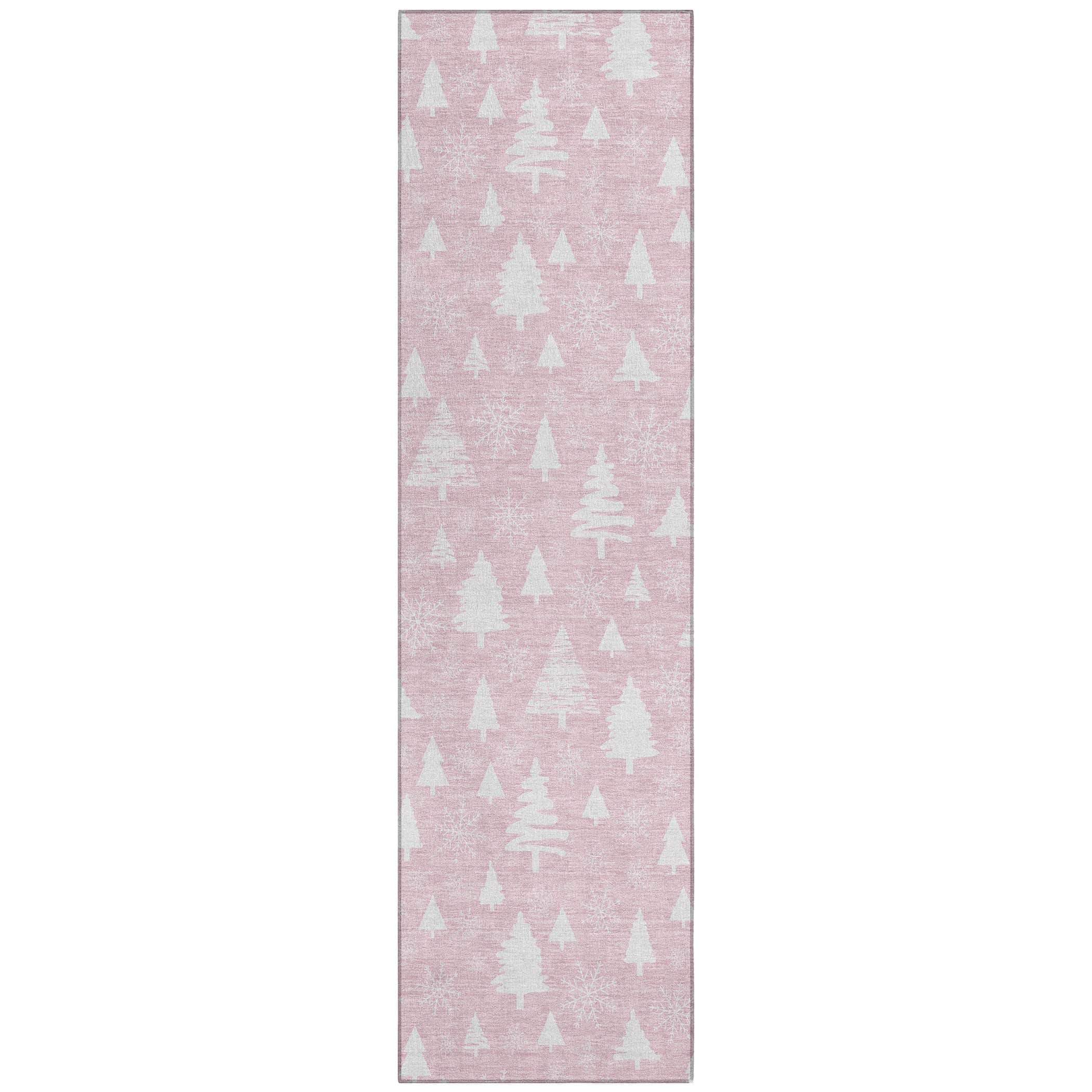 Luxury Machine Washable Indoor/Outdoor Holiday WN23 Pink Rug 2'3" x 7'6" #shape_Runner