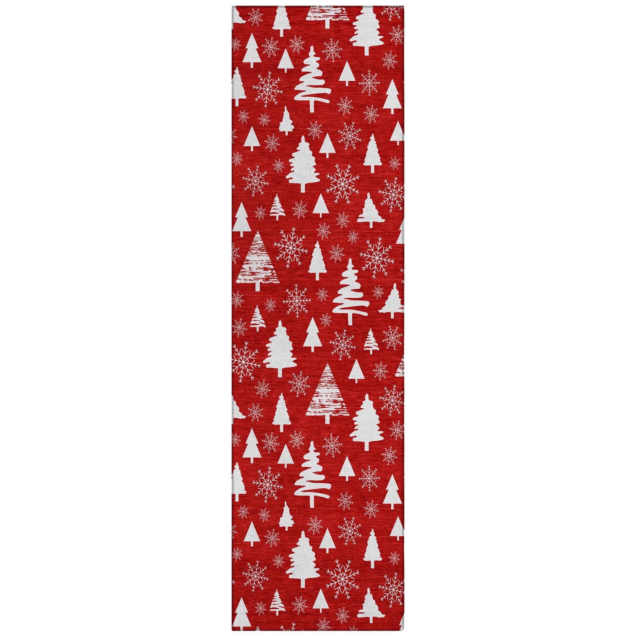 Luxury Machine Washable Indoor/Outdoor Holiday WN23 Red Rug 2'3" x 7'6" #shape_Runner