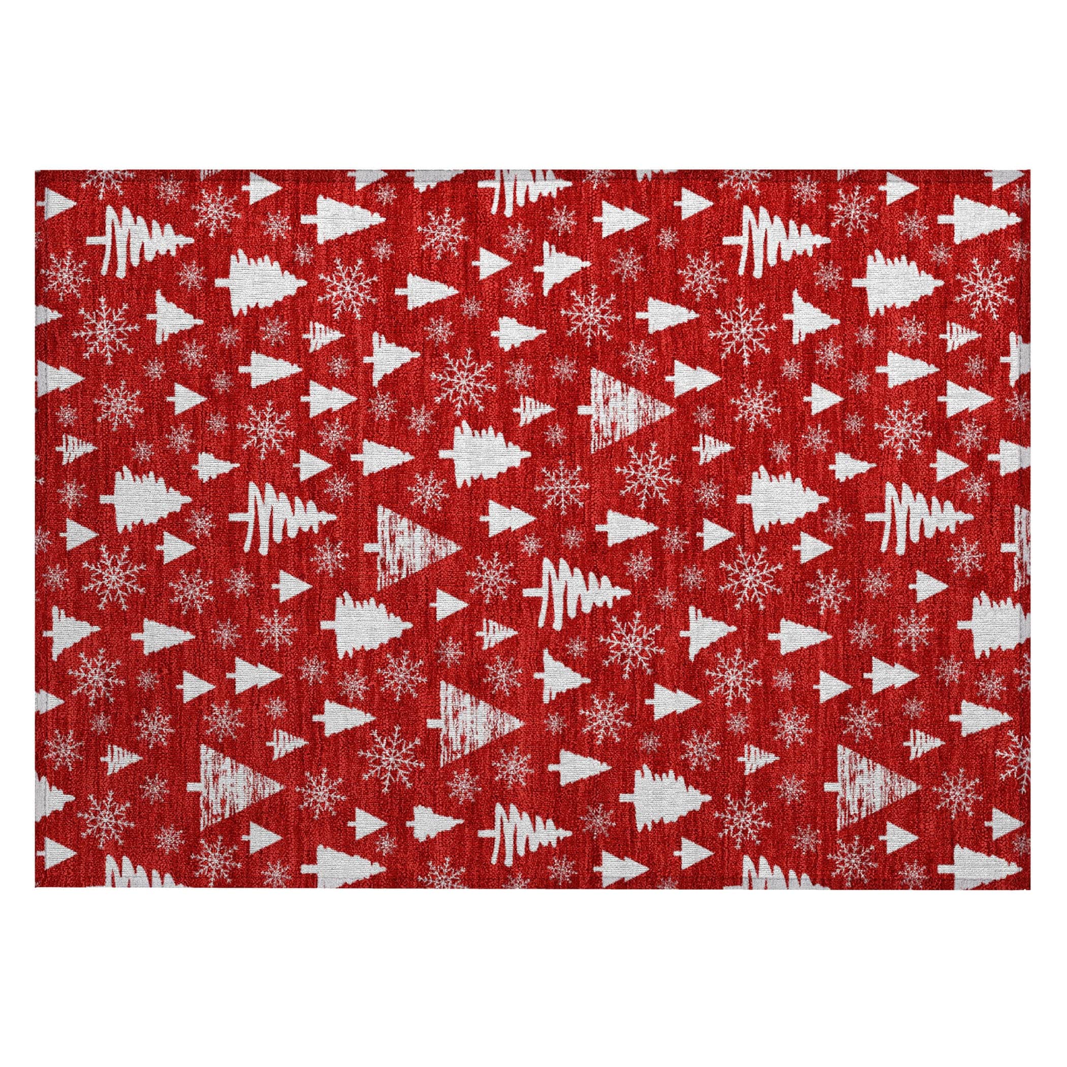 Luxury Machine Washable Indoor/Outdoor Holiday WN23 Red Rug 1'8" x 2'6" #shape_Rectangle
