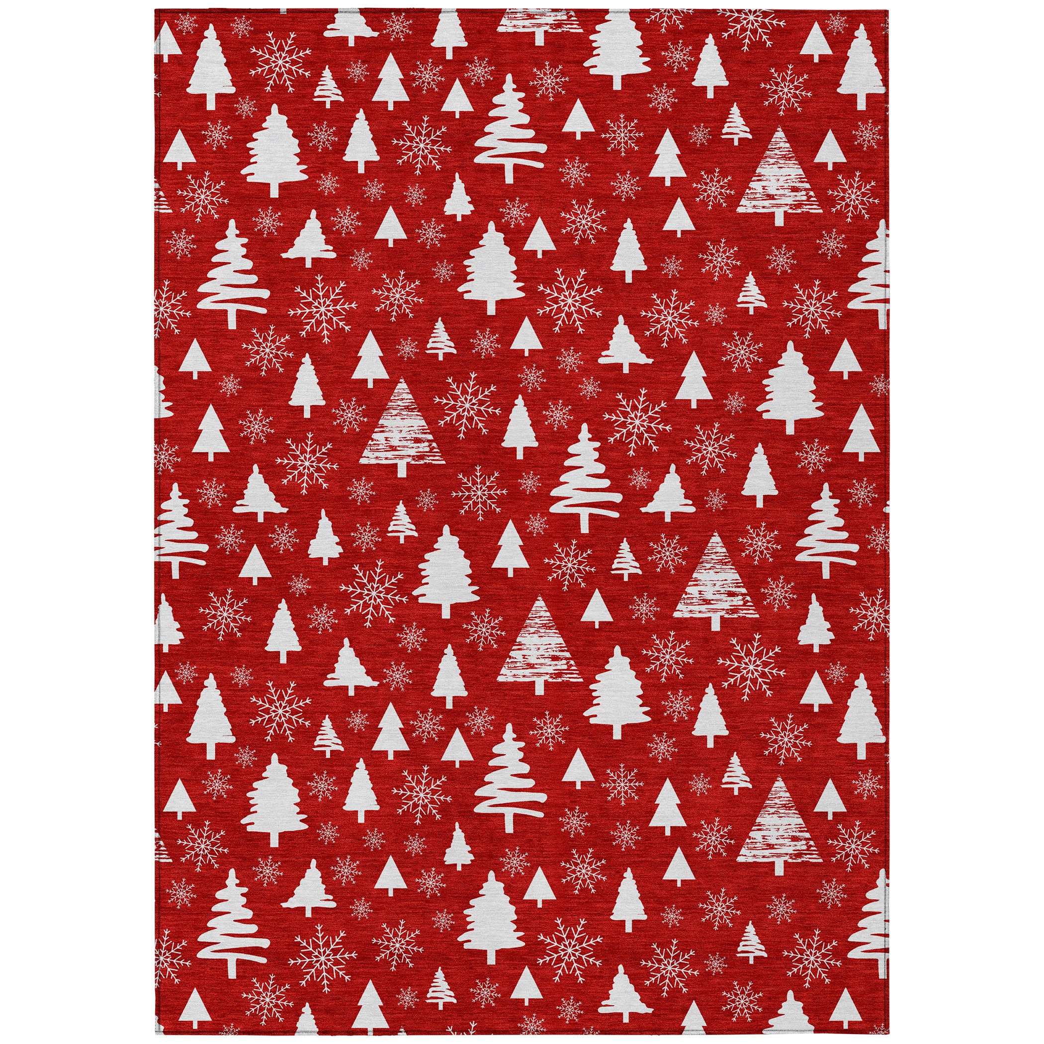 Luxury Machine Washable Indoor/Outdoor Holiday WN23 Red Rug 2'6" x 3'10" #shape_Rectangle