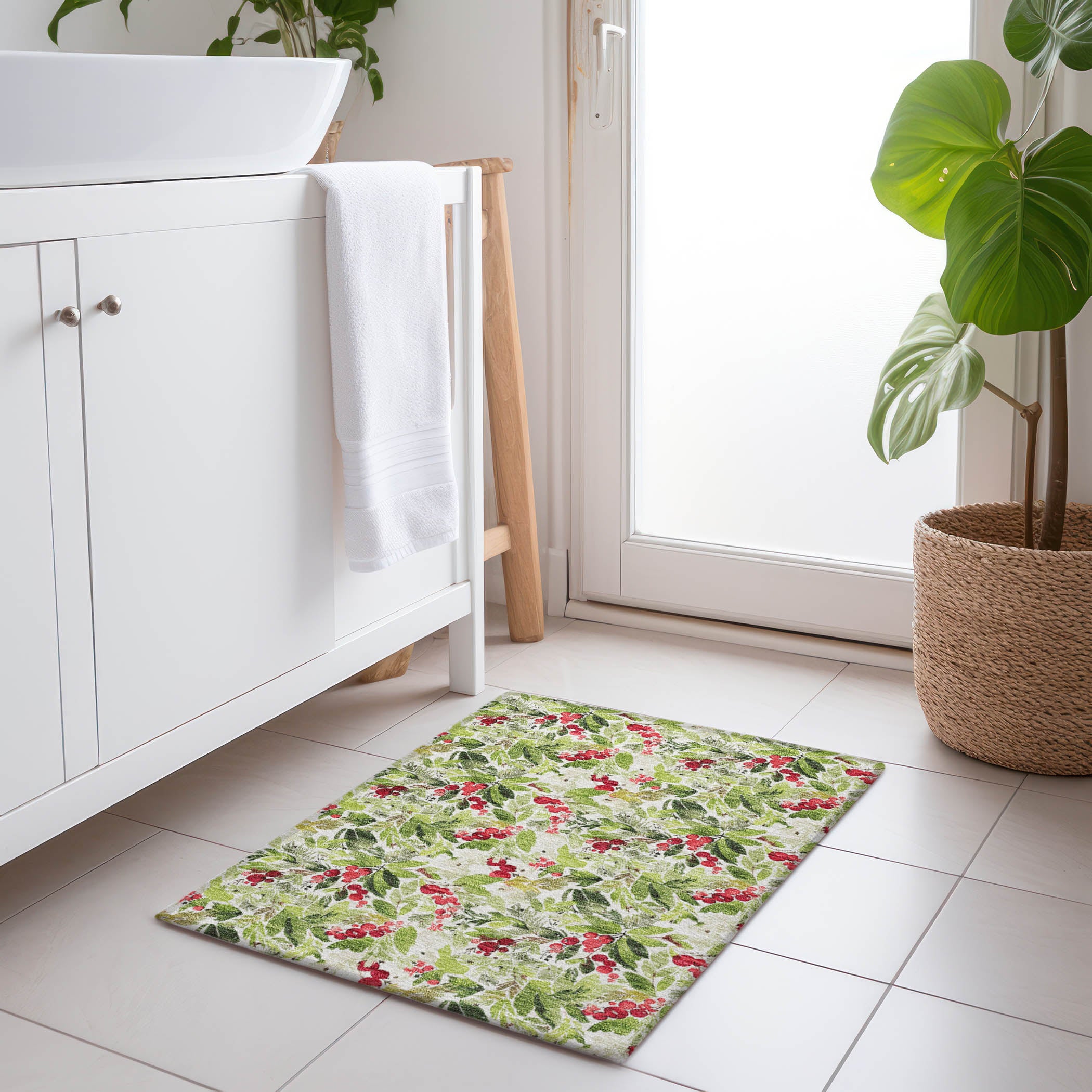 Luxury Machine Washable Indoor/Outdoor Holiday WN24 Aloe Green Rug 1'8" x 2'6" #shape_Rectangle