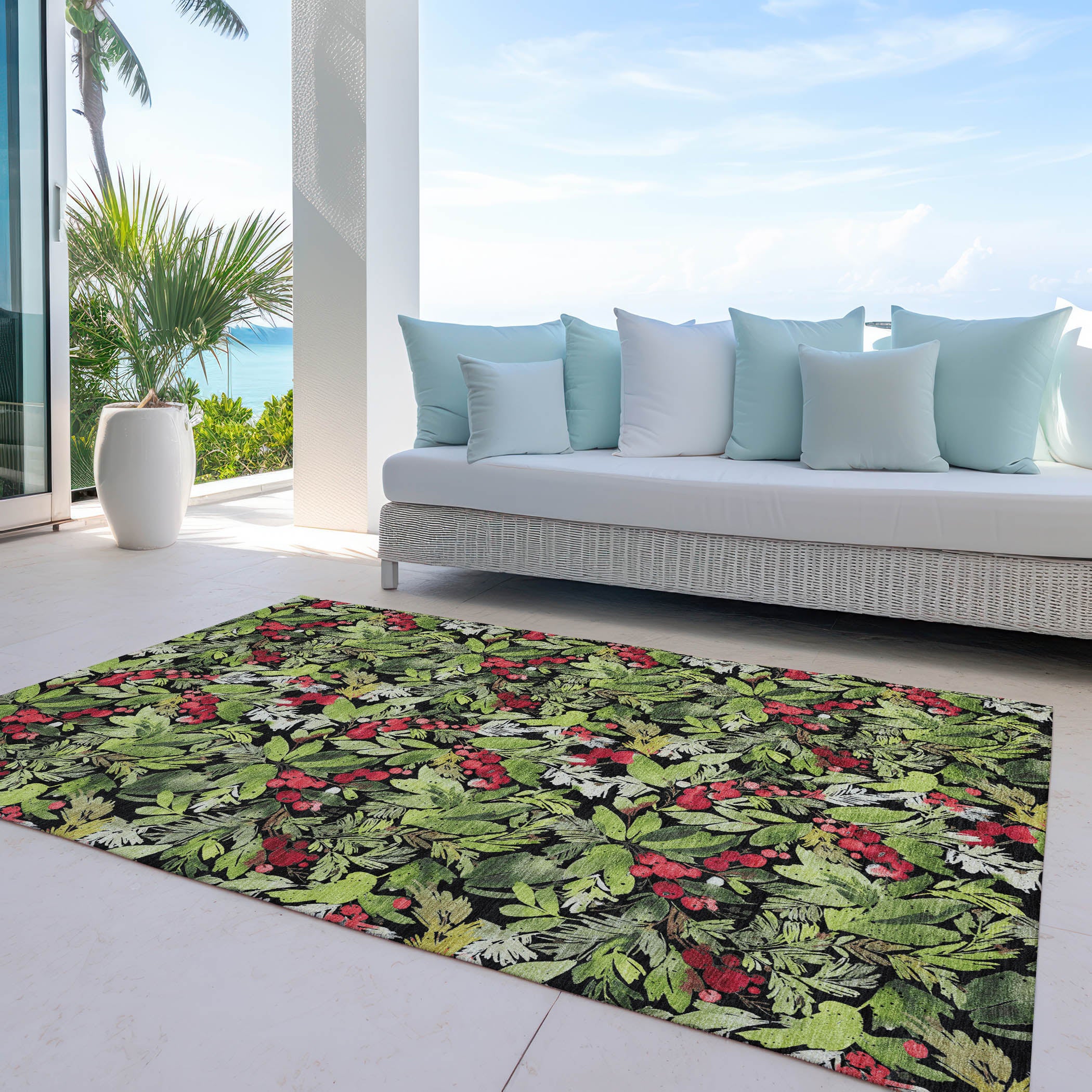 Luxury Machine Washable Indoor/Outdoor Holiday WN24 Black Rug 2'6" x 3'10" #shape_Rectangle
