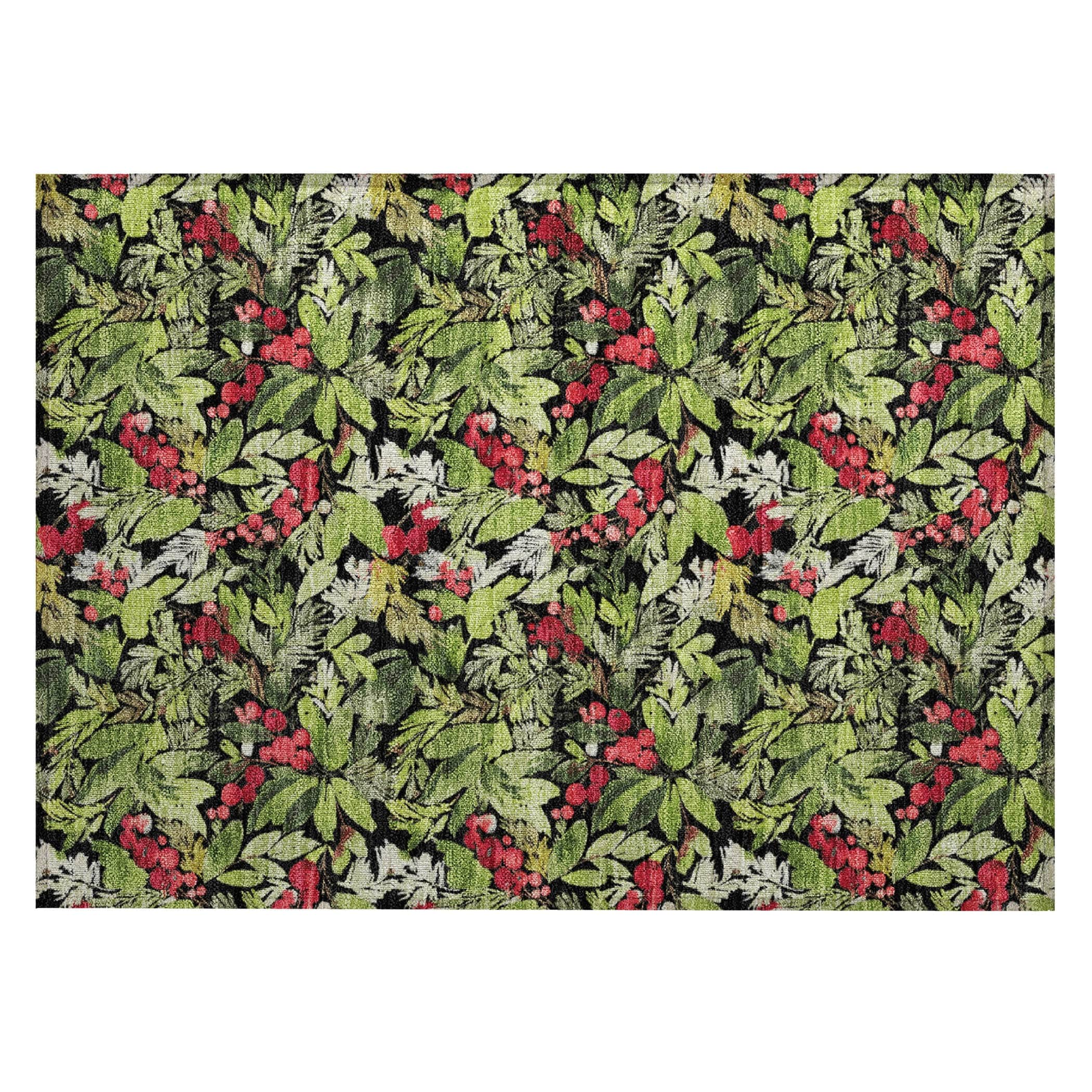 Luxury Machine Washable Indoor/Outdoor Holiday WN24 Black Rug 1'8" x 2'6" #shape_Rectangle