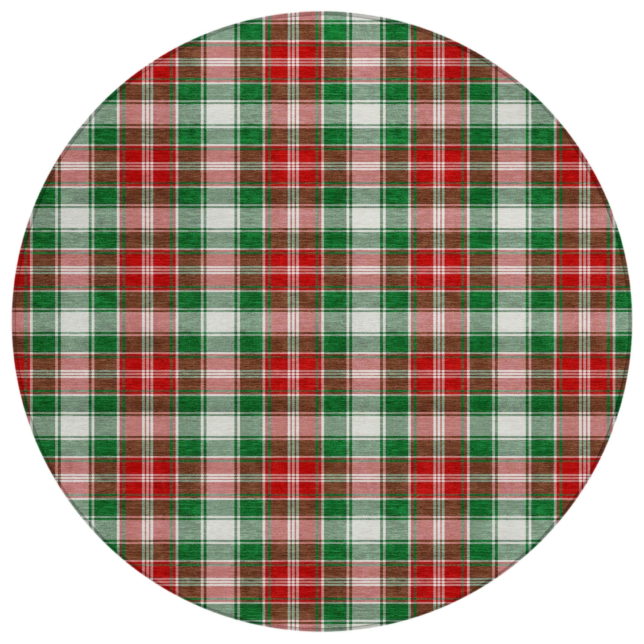 Luxury Machine Washable Indoor/Outdoor Holiday WN25 Emerald Green Rug 8' x 8' #shape_Round